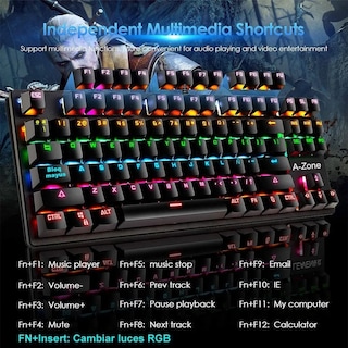 Foto 2 | Teclado Gamer Mecánico 87 Teclas Malubero color Negro