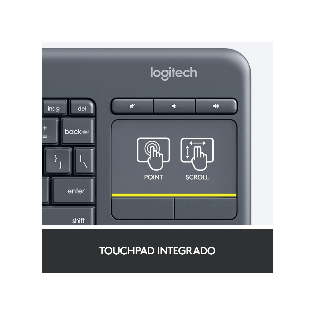 Foto 3 pulgar | Teclado Logitech K400 Inalámbrico Touch, Multimedia Para Tv Plug And Play