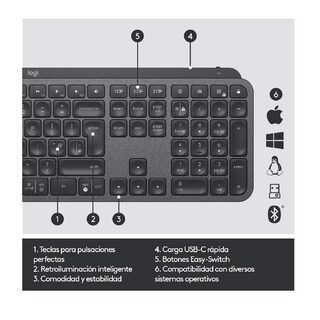 Foto 3 | Teclado Inalámbrico Logitech Mx Keys Avanzado Con Iluminación