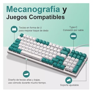 Foto 2 | Teclado Mecánico BELUG para Juegos Profesional RGB de Gama Alta Blanco y Verde