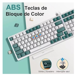 Foto 4 | Teclado Mecánico BELUG para Juegos Profesional RGB de Gama Alta Blanco y Verde