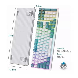 Foto 5 | Teclado Mecánico BELUG para Juegos Profesional RGB de Gama Alta Blanco y Verde