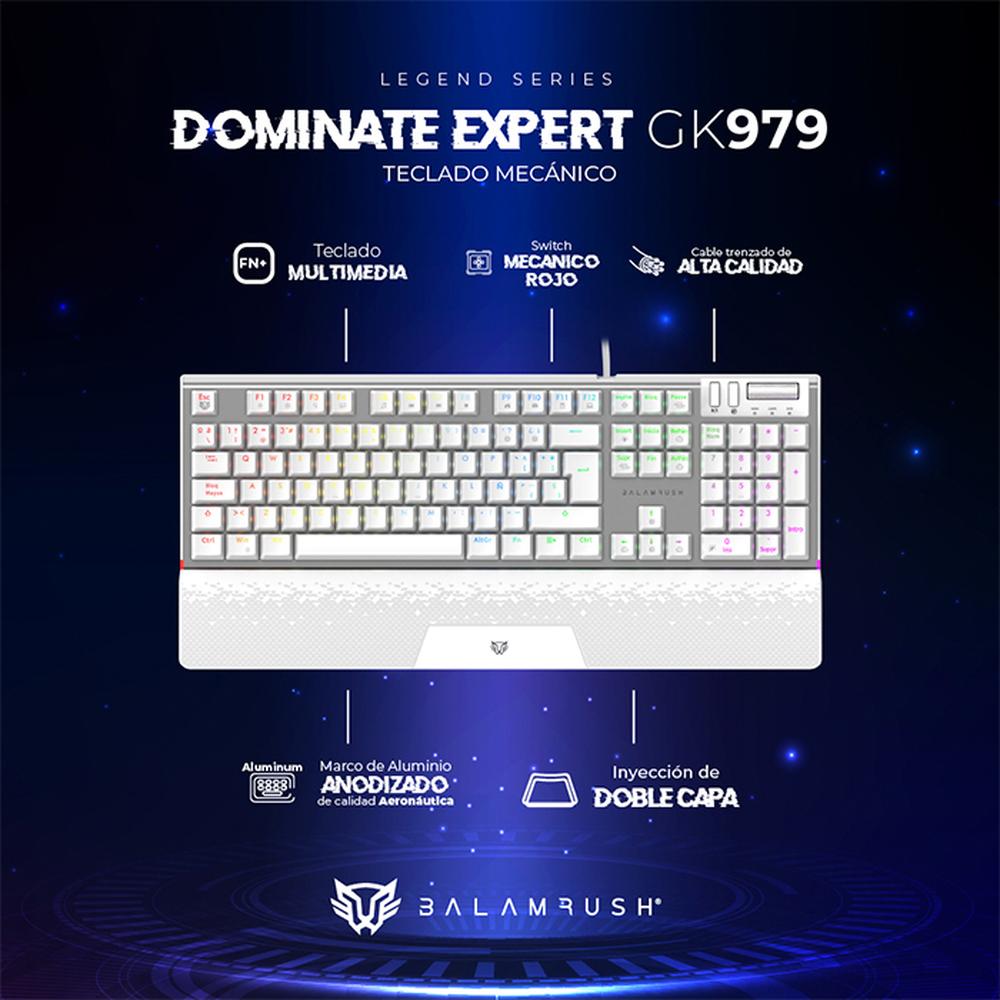 Foto 4 pulgar | Teclado Gamer Mecanico Balam Rush Dominate Expert Gk979 Swtch Mx Rojo Rgb Br-936798 Color Blanco