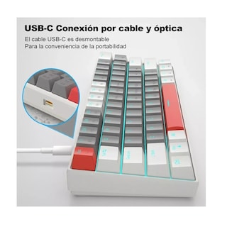 Foto 3 | Teclado Gamer Desmontable Ingles Us Con Luz Blue Gery White/red Axis Eo Safe Imports Esi-9436 Multicolor