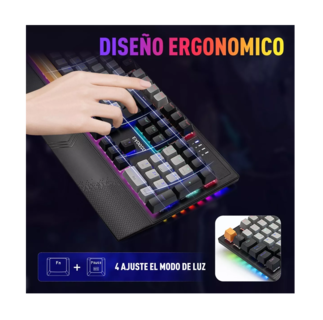 Foto 2 | Teclado Mecánico Español Gris Y Negro