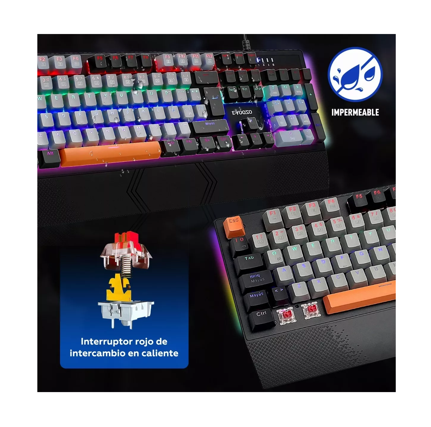 Foto 3 | Teclado Mecánico Español Gris Y Negro