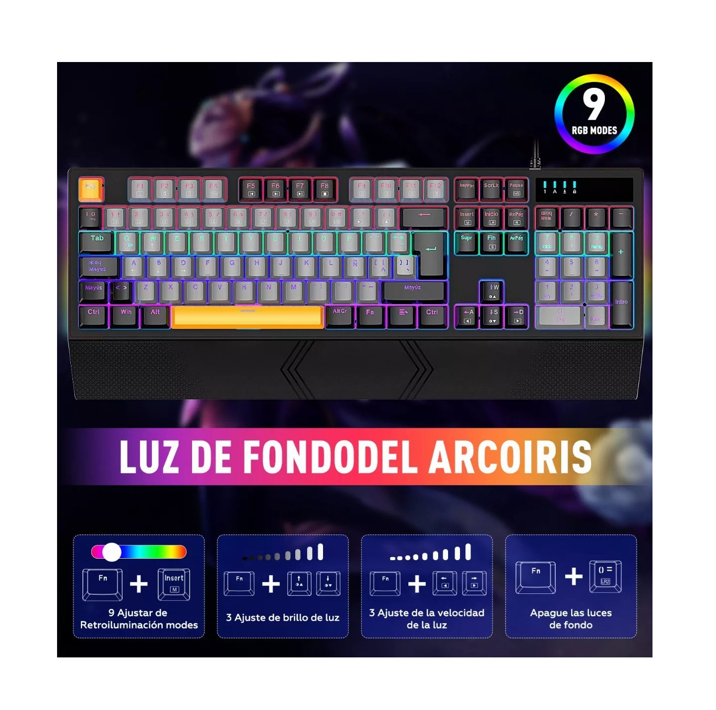 Foto 5 | Teclado Mecánico Español Gris Y Negro