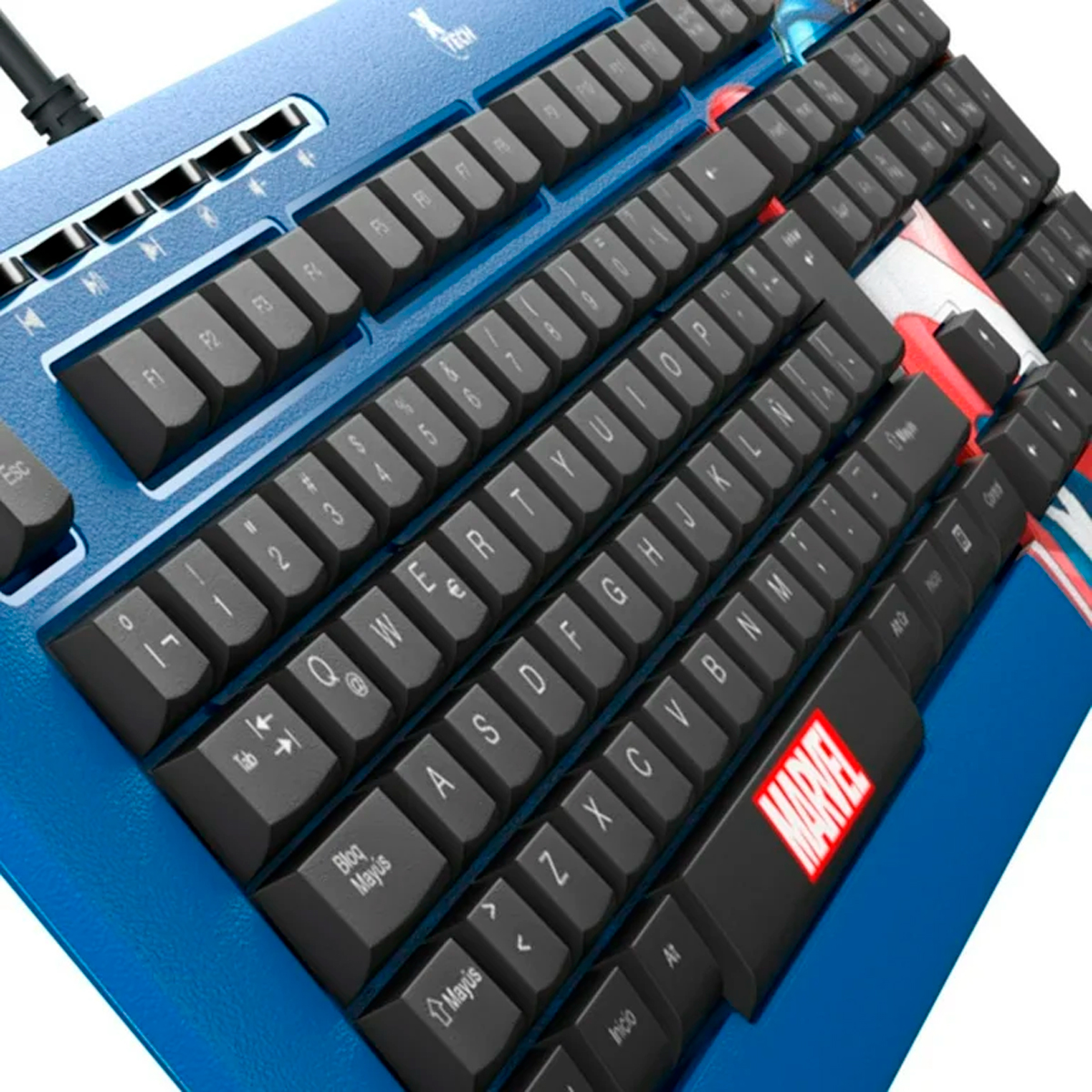 Foto 2 | Teclado Xtech Marvel Capitan America Membrana 100% Azul / Negro (xtk-m401ca)