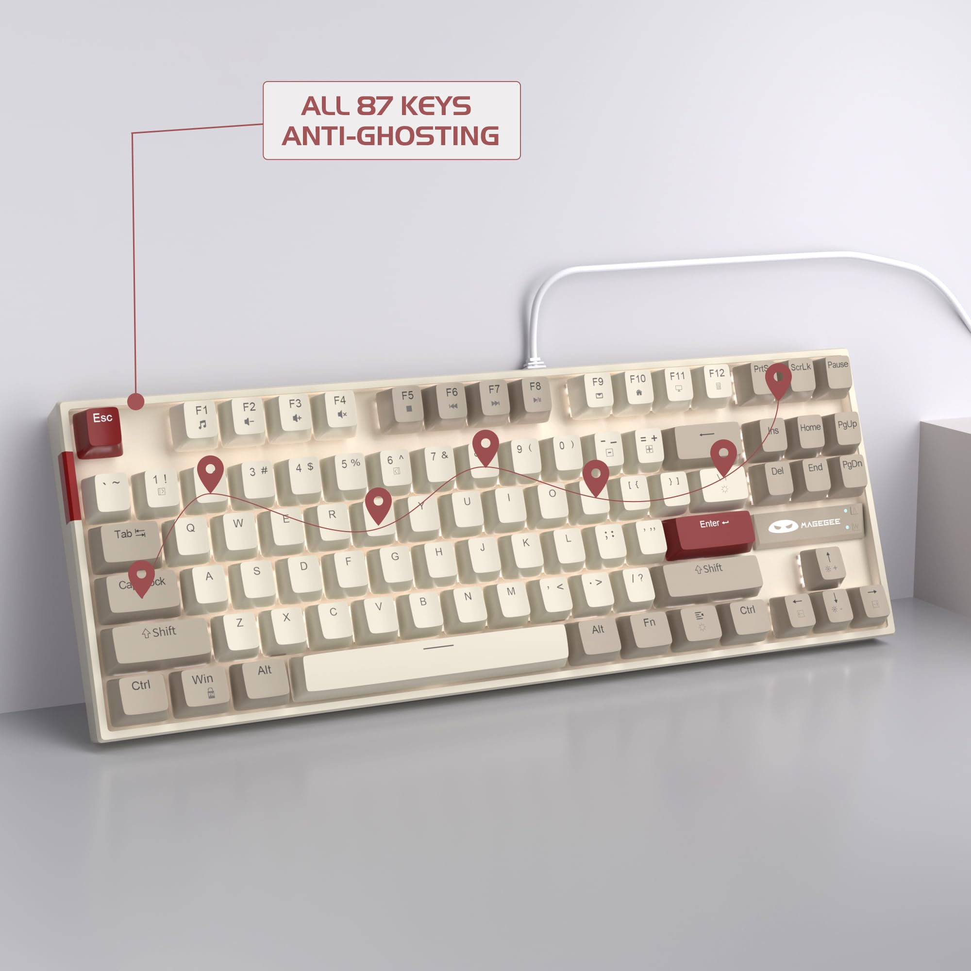 Foto 3 | Teclado Mecánico Para Videojuegos Magegee 75% Tkl Retro Blanco/gris - Venta Internacional.