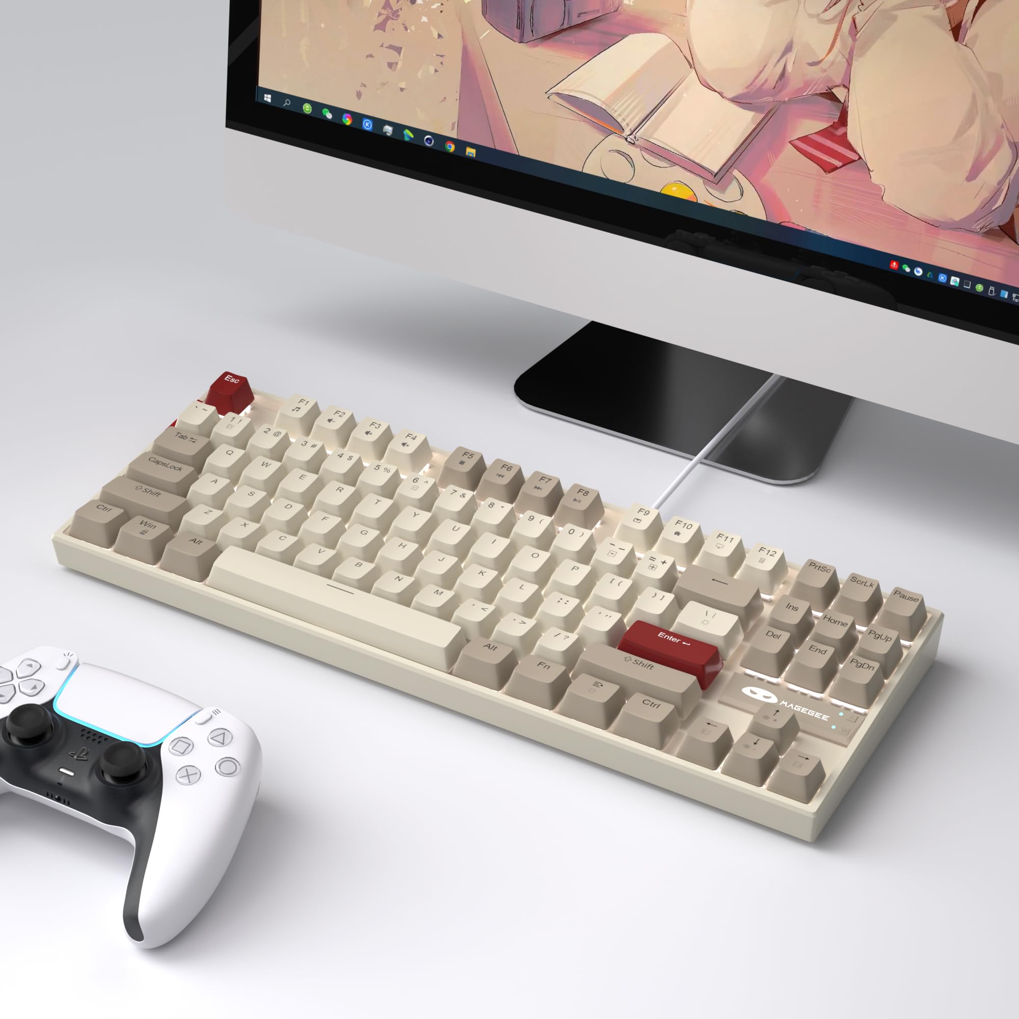 Foto 7 pulgar | Teclado Mecánico Para Videojuegos Magegee 75% Tkl Retro Blanco/gris - Venta Internacional.