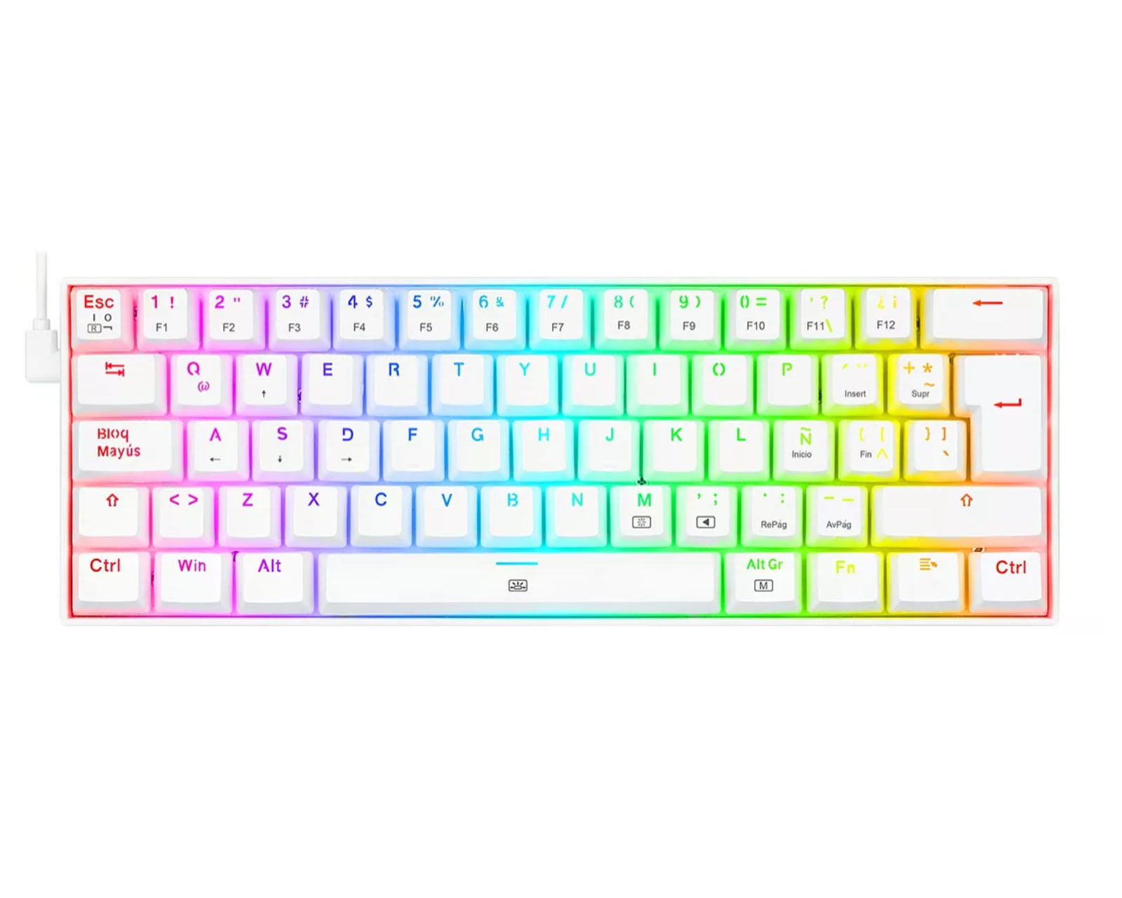 Foto 2 pulgar | Teclado Redragon Dragonborn K630W-RGB-SP Red Blanco Español