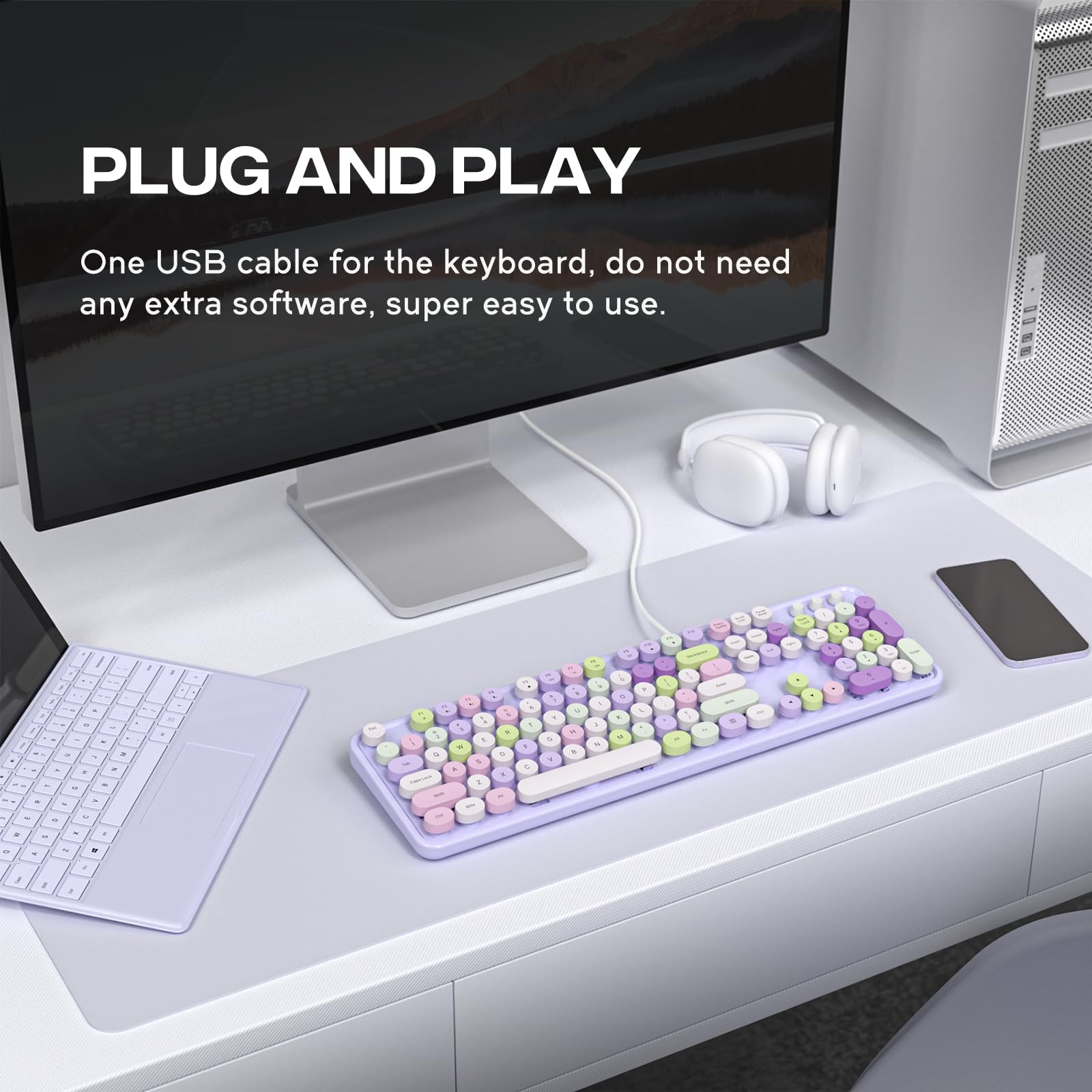 Foto 3 | Teclado con Cable Mofii Máquina de Escribir Retro de Tamaño Completo - Venta Internacional