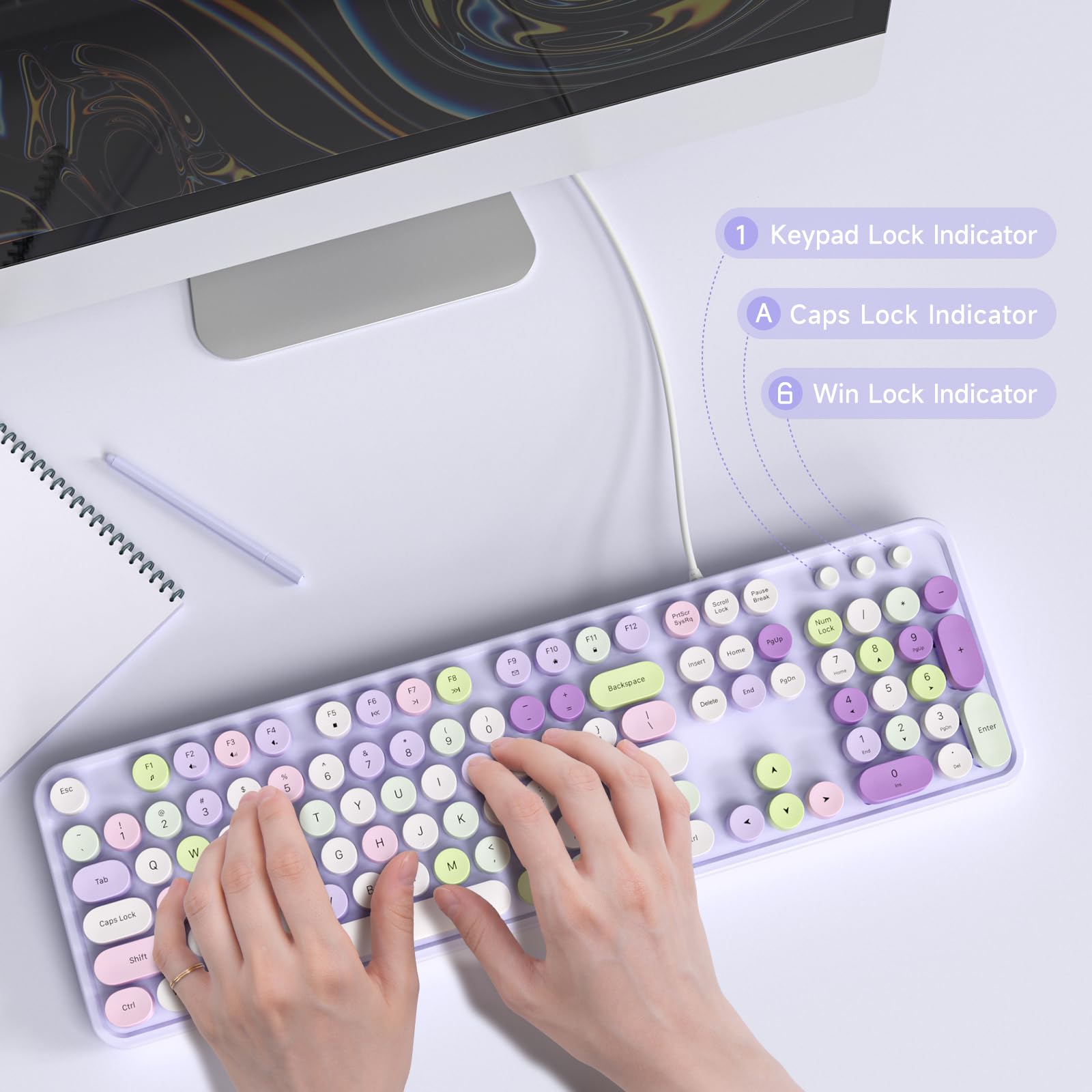 Foto 4 | Teclado con Cable Mofii Máquina de Escribir Retro de Tamaño Completo - Venta Internacional