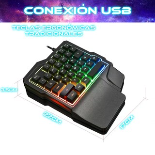 Foto 3 | Teclado Ergonómico A 1 Mano Rgb Store Cline