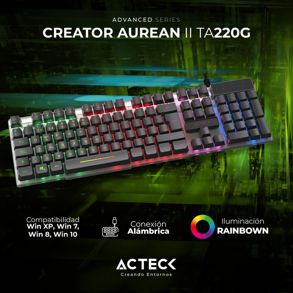 Foto 3 pulgar | Teclado Gamer Acteck Creator Aurean Ii Ta220g Alambrico Led Usb Negro Ac-939195