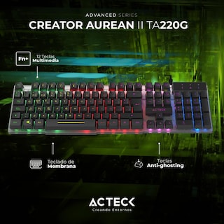 Foto 3 | Teclado Gamer Acteck Creator Aurean Ii Ta220g Alambrico Led Usb Negro Ac-939195