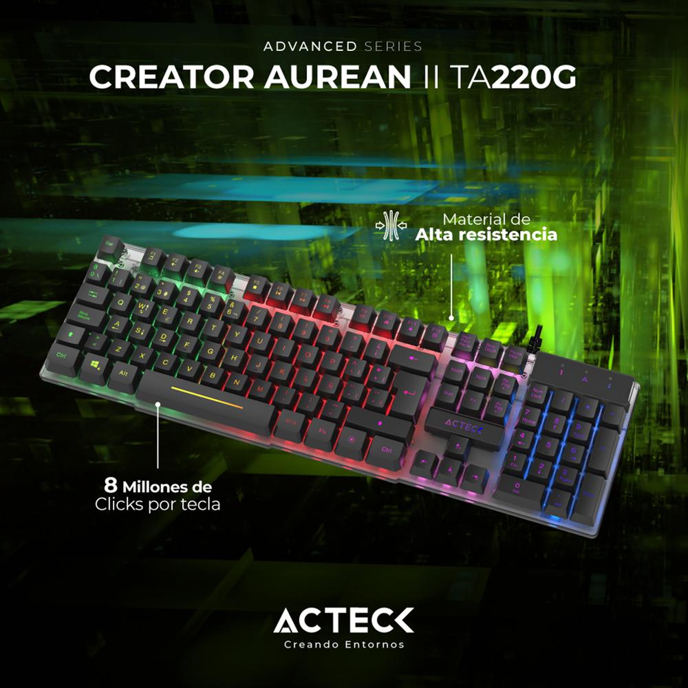 Foto 5 pulgar | Teclado Gamer Acteck Creator Aurean Ii Ta220g Alambrico Led Usb Negro Ac-939195