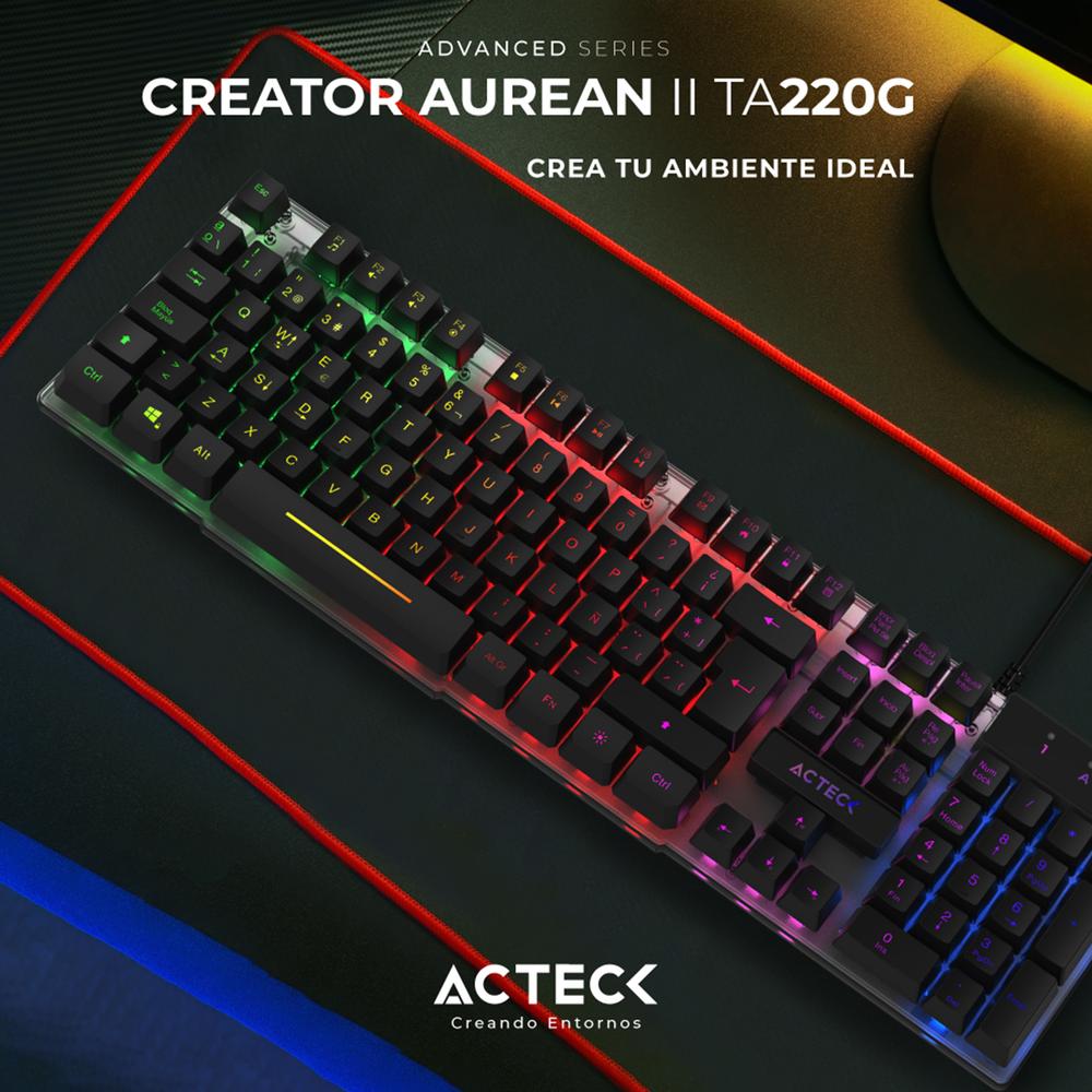 Foto 6 pulgar | Teclado Gamer Acteck Creator Aurean Ii Ta220g Alambrico Led Usb Negro Ac-939195