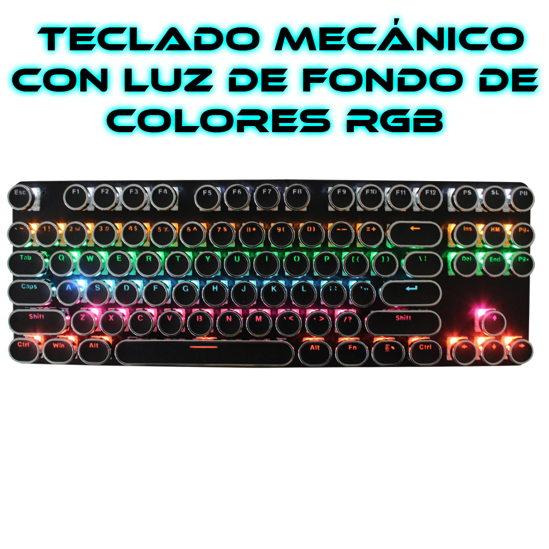 Foto 3 pulgar | Teclado Mecánico Negro Usb Con Luz Tipo Rgb Gamer