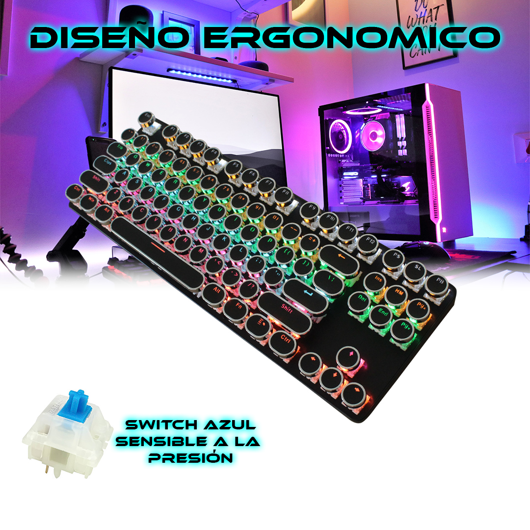 Foto 4 pulgar | Teclado Mecánico Negro Usb Con Luz Tipo Rgb Gamer