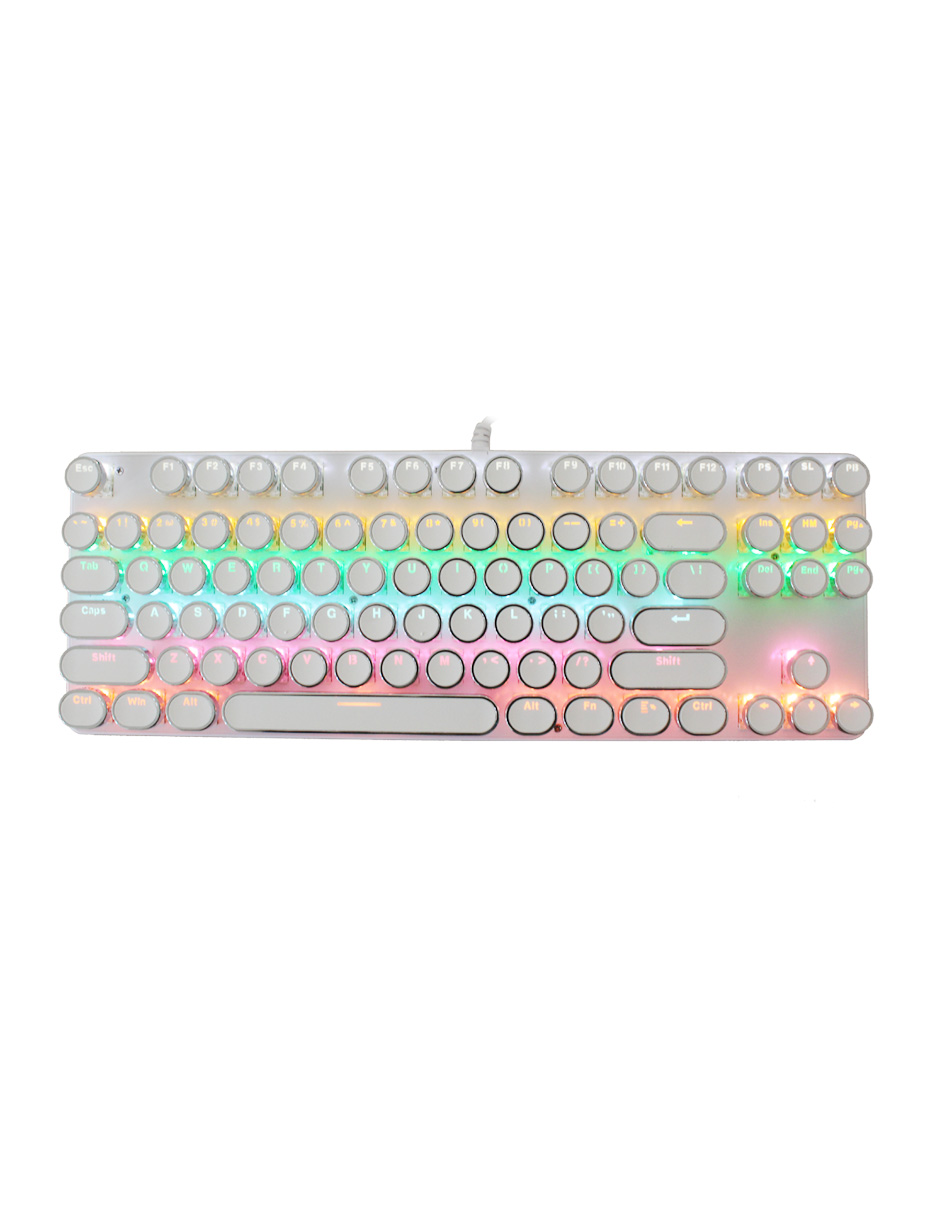 Teclado Mecánico Blanco Usb Con Luz Tipo Rgb Gamer