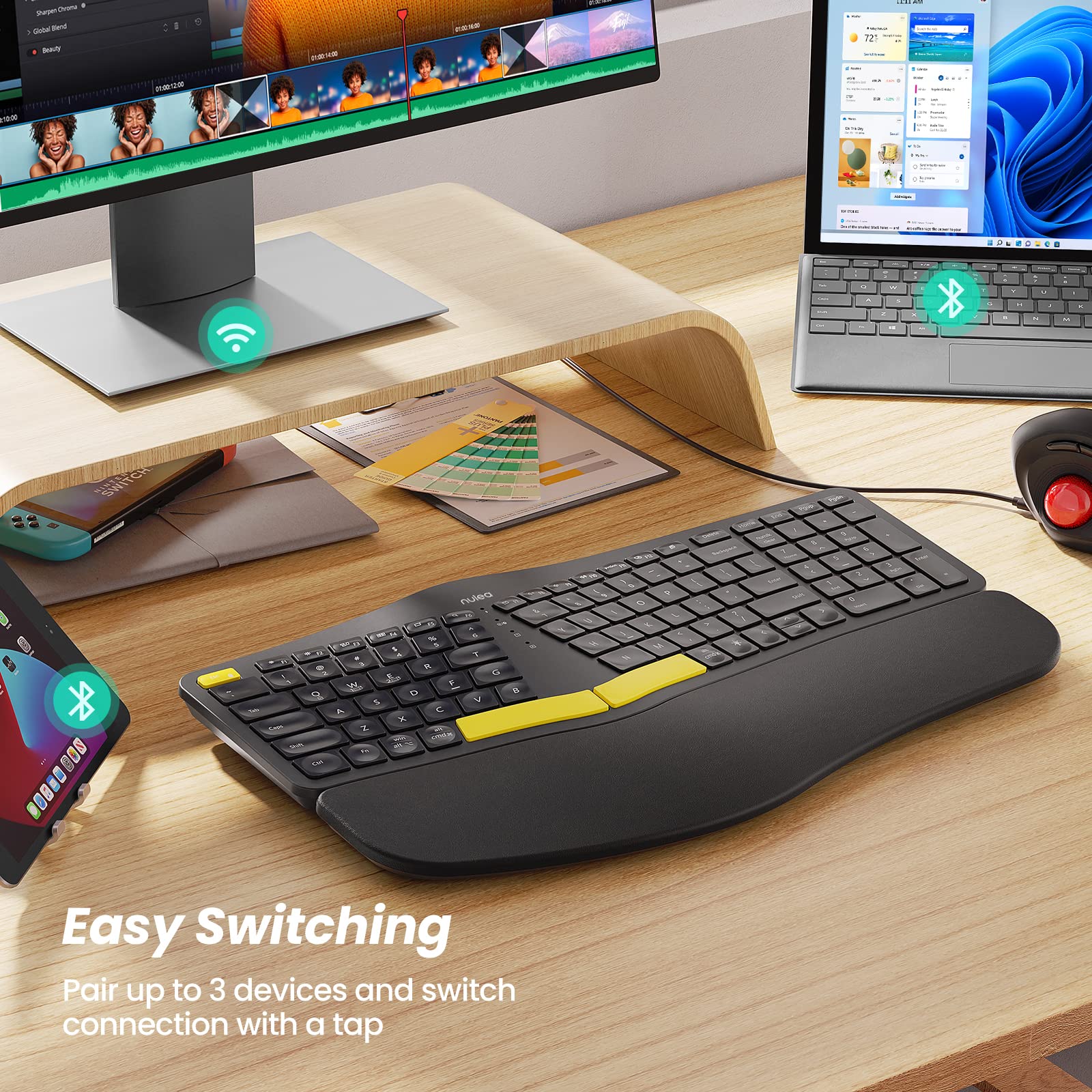 Foto 7 | Teclado Ergonómico Inalámbrico Nulea Rt05 Split Con Reposamuñecas - Venta Internacional.