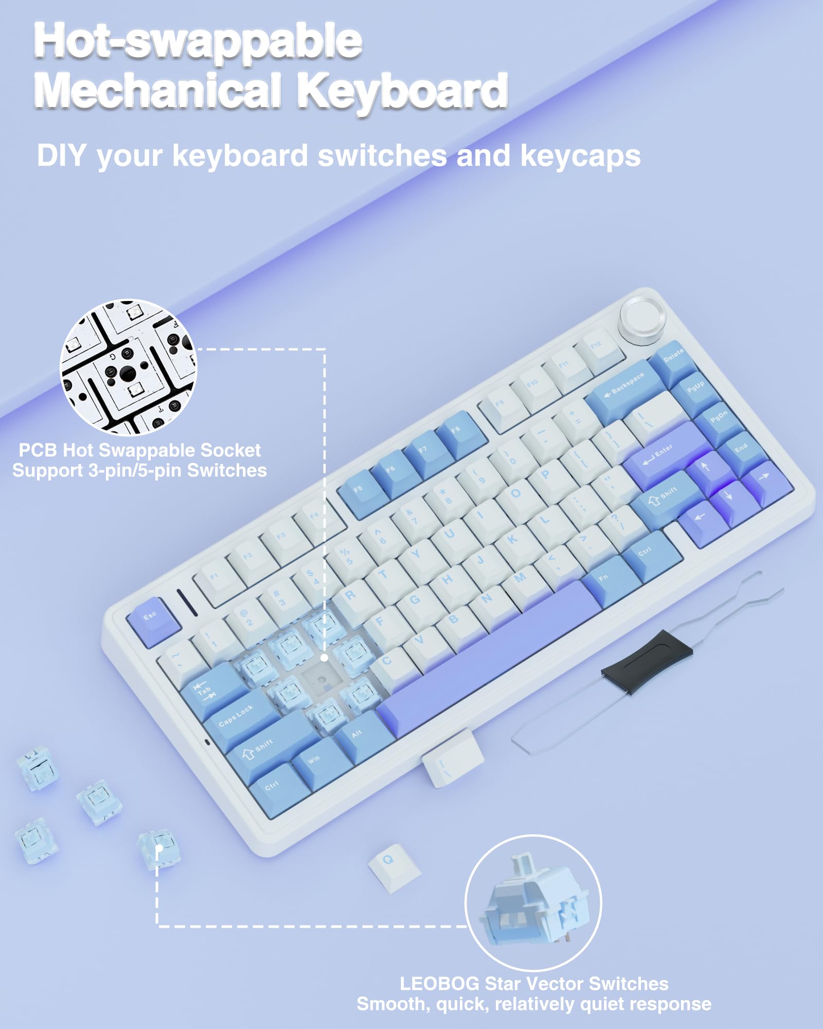 Foto 5 | Teclado Mecánico Inalámbrico Aula F75 75% Con Retroiluminación Rgb - Venta Internacional.