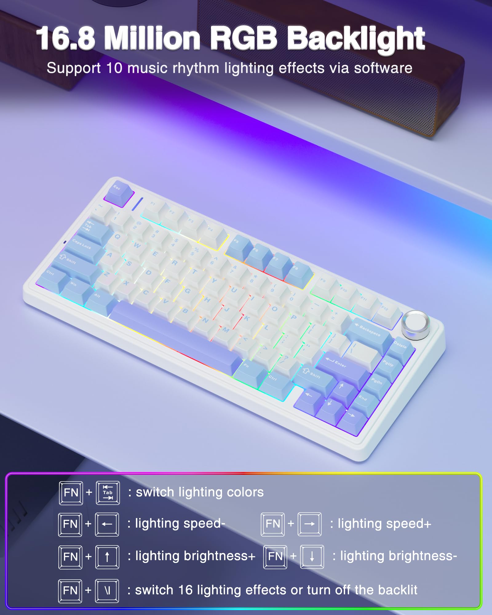 Foto 6 | Teclado Mecánico Inalámbrico Aula F75 75% Con Retroiluminación Rgb - Venta Internacional.