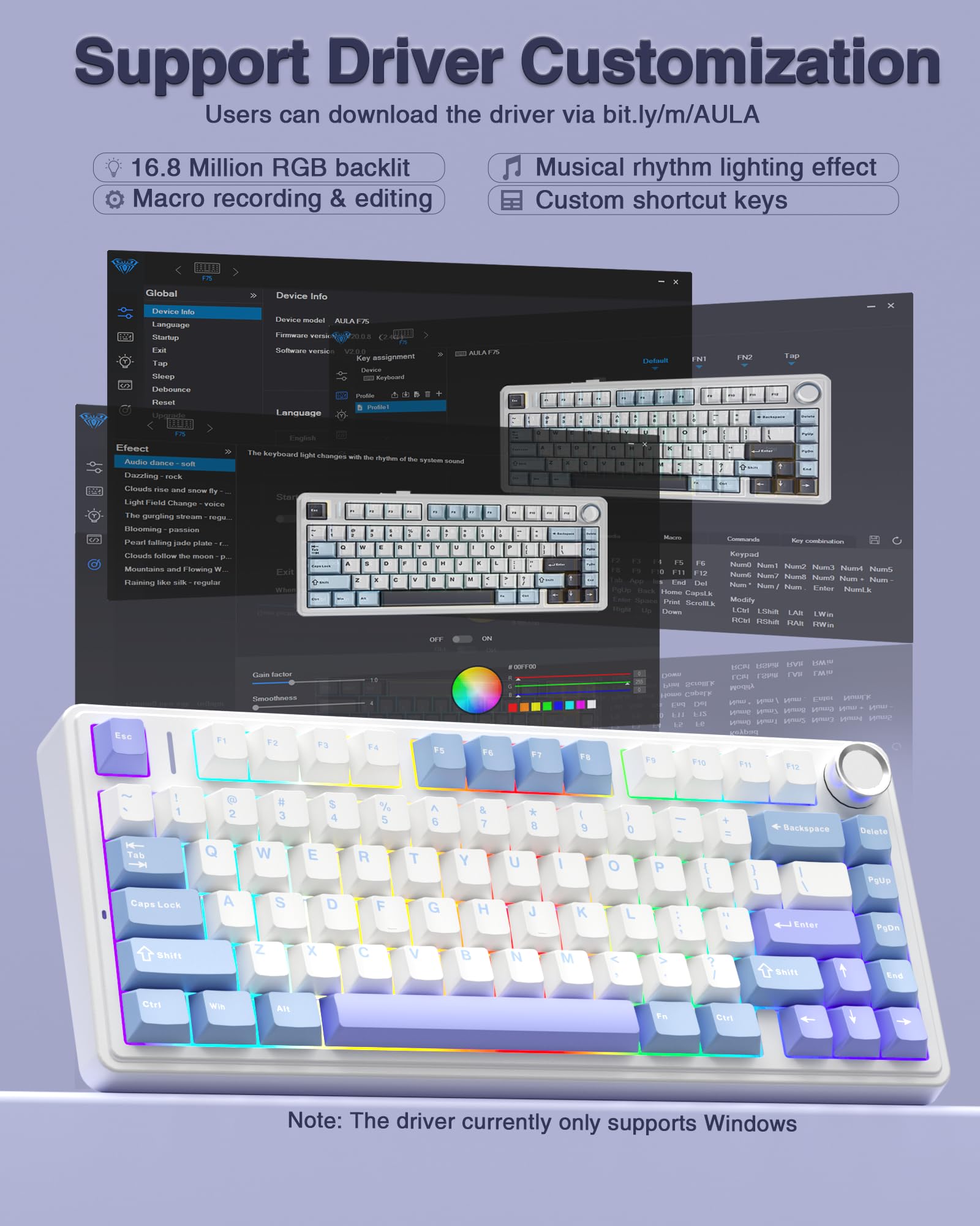 Foto 7 | Teclado Mecánico Inalámbrico Aula F75 75% Con Retroiluminación Rgb - Venta Internacional.