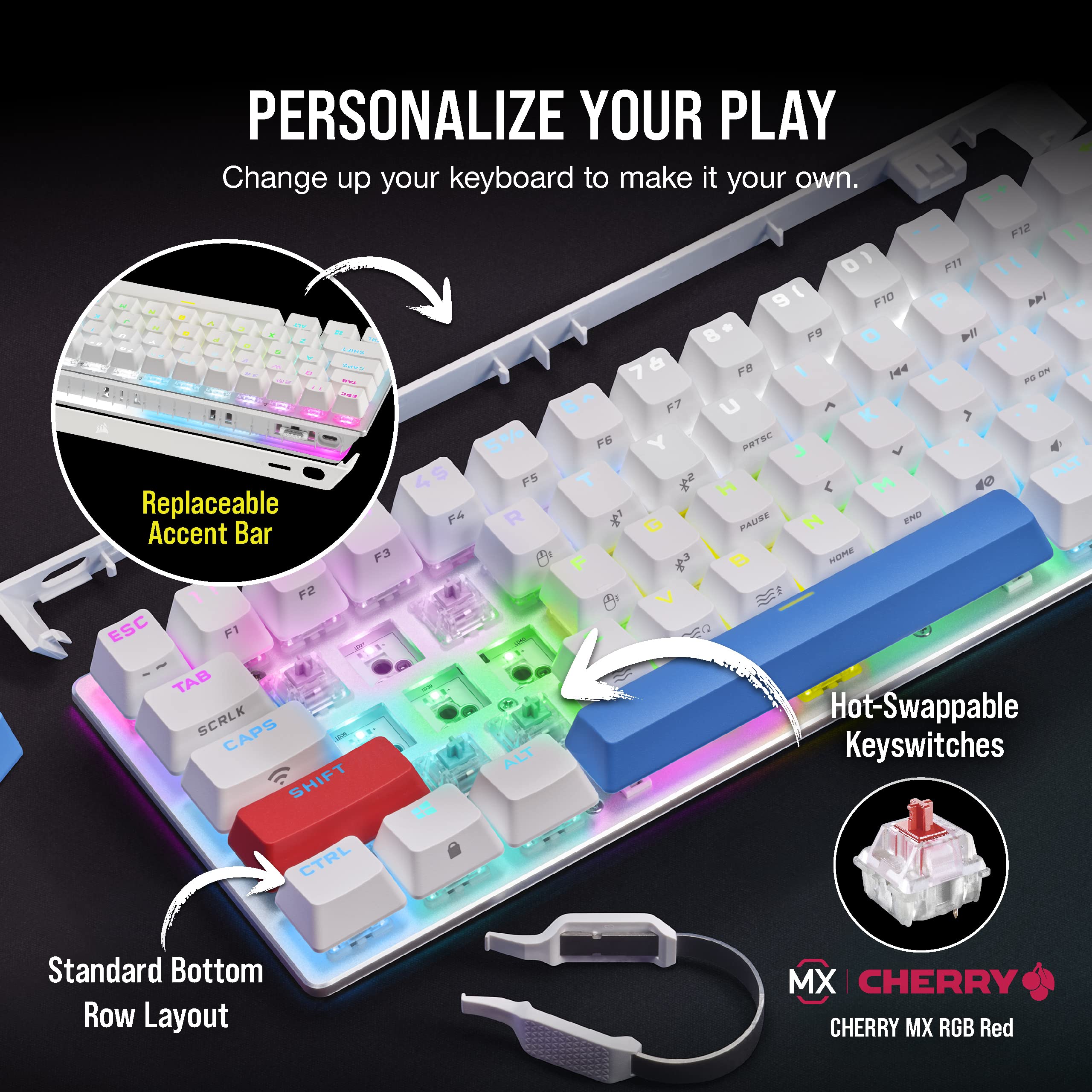 Foto 4 pulgar | Teclado Corsair K70 Pro Mini Wireless Rgb 60% Qwerty Blanco - Venta Internacional.