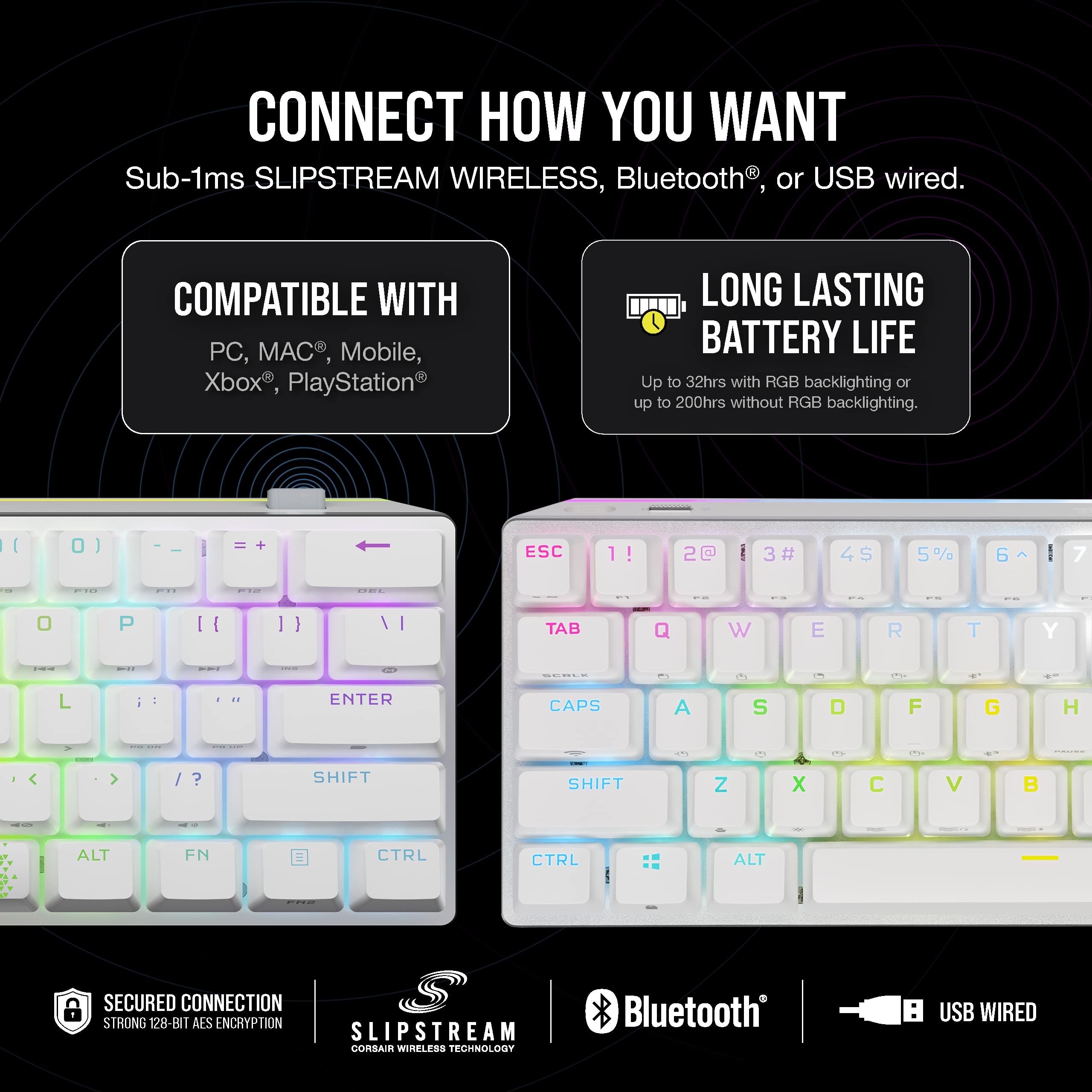 Foto 5 pulgar | Teclado Corsair K70 Pro Mini Wireless Rgb 60% Qwerty Blanco - Venta Internacional.