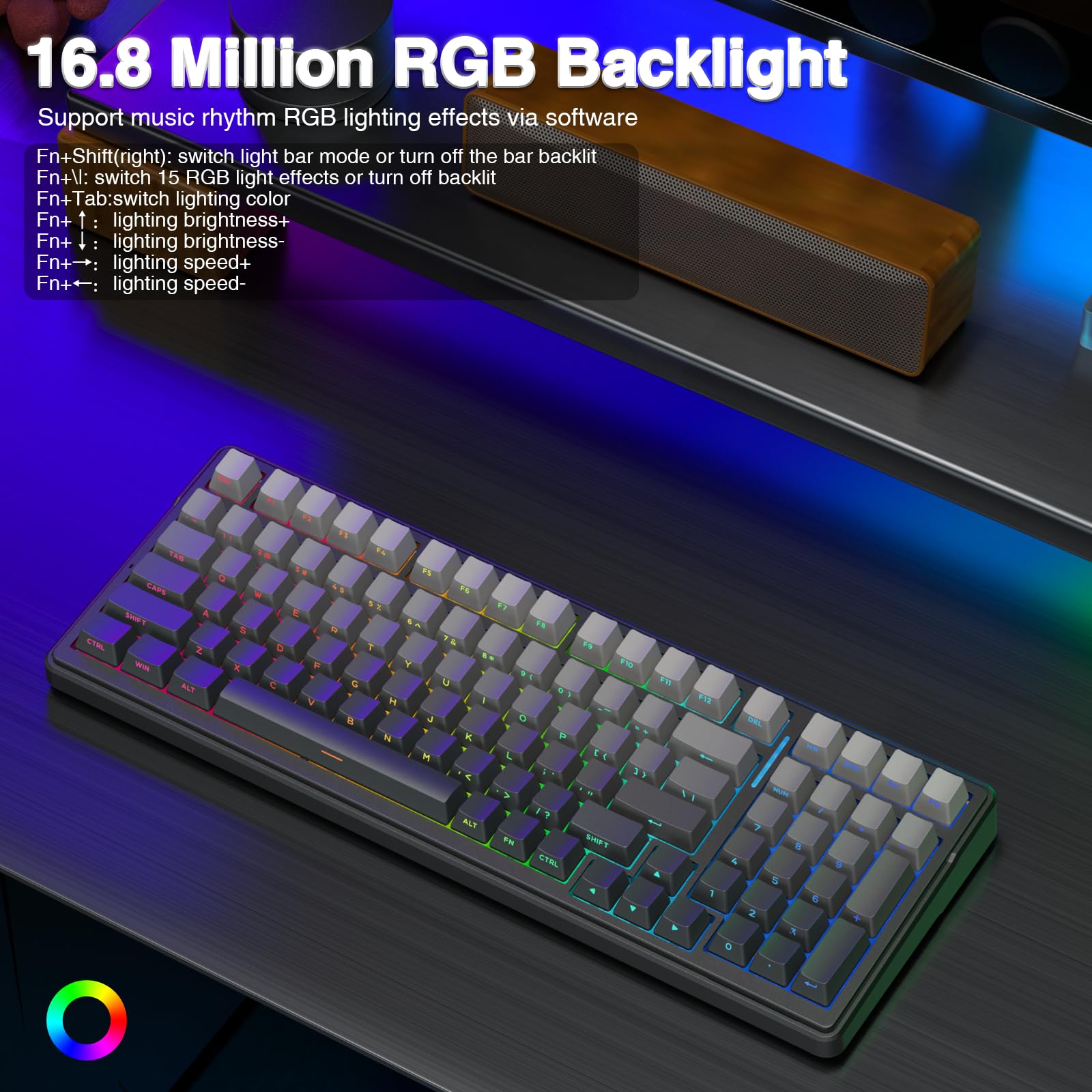 Foto 6 pulgar | Teclado Mecánico Inalámbrico Para Juegos Aula F99 Pro Con Retroiluminación Rgb - Venta Internacional.