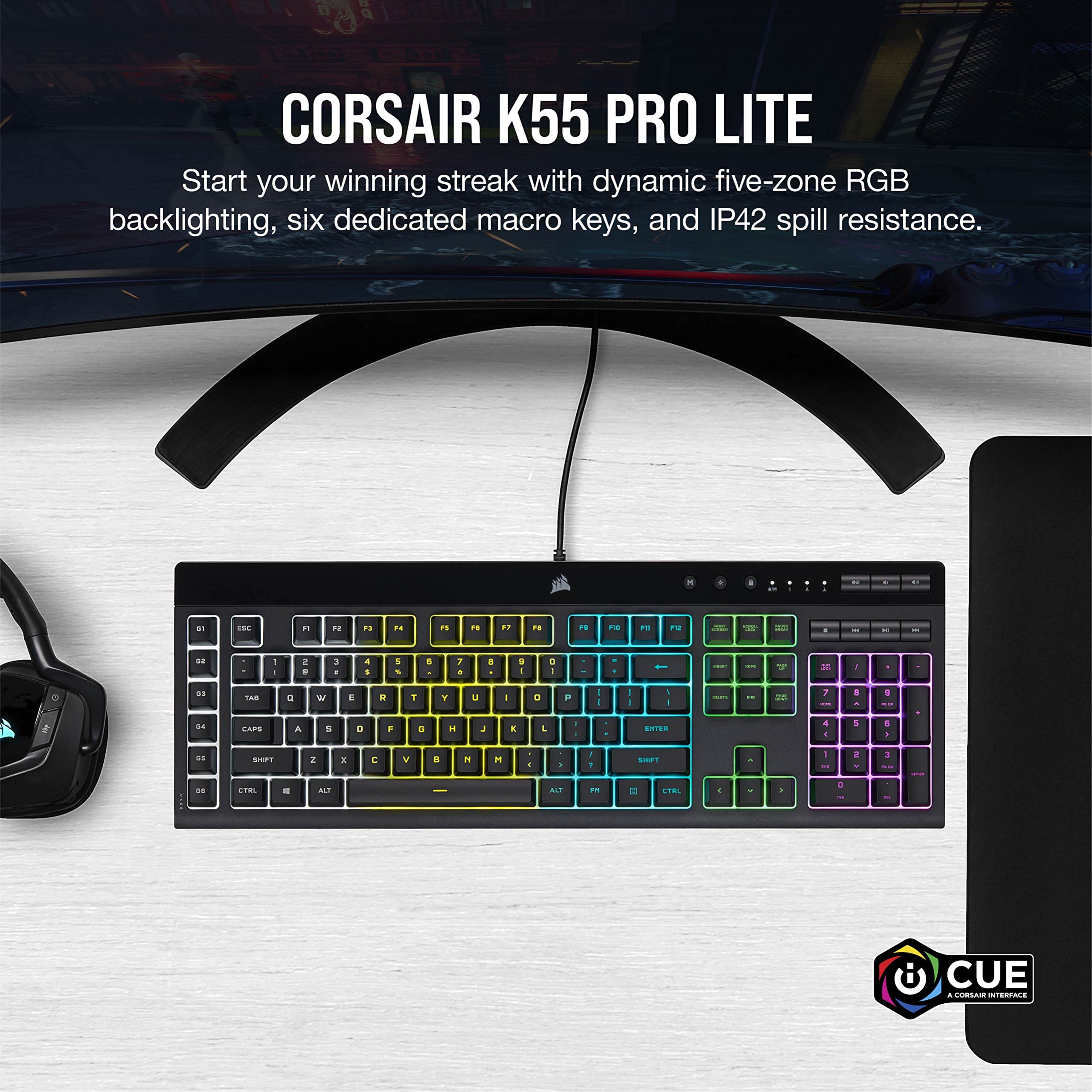 Foto 3 pulgar | Teclado Corsair K55 Pro Lite Rgb De Membrana Con Cable Para Juegos - Venta Internacional.