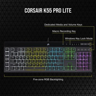 Foto 7 | Teclado Corsair K55 Pro Lite Rgb De Membrana Con Cable Para Juegos - Venta Internacional.