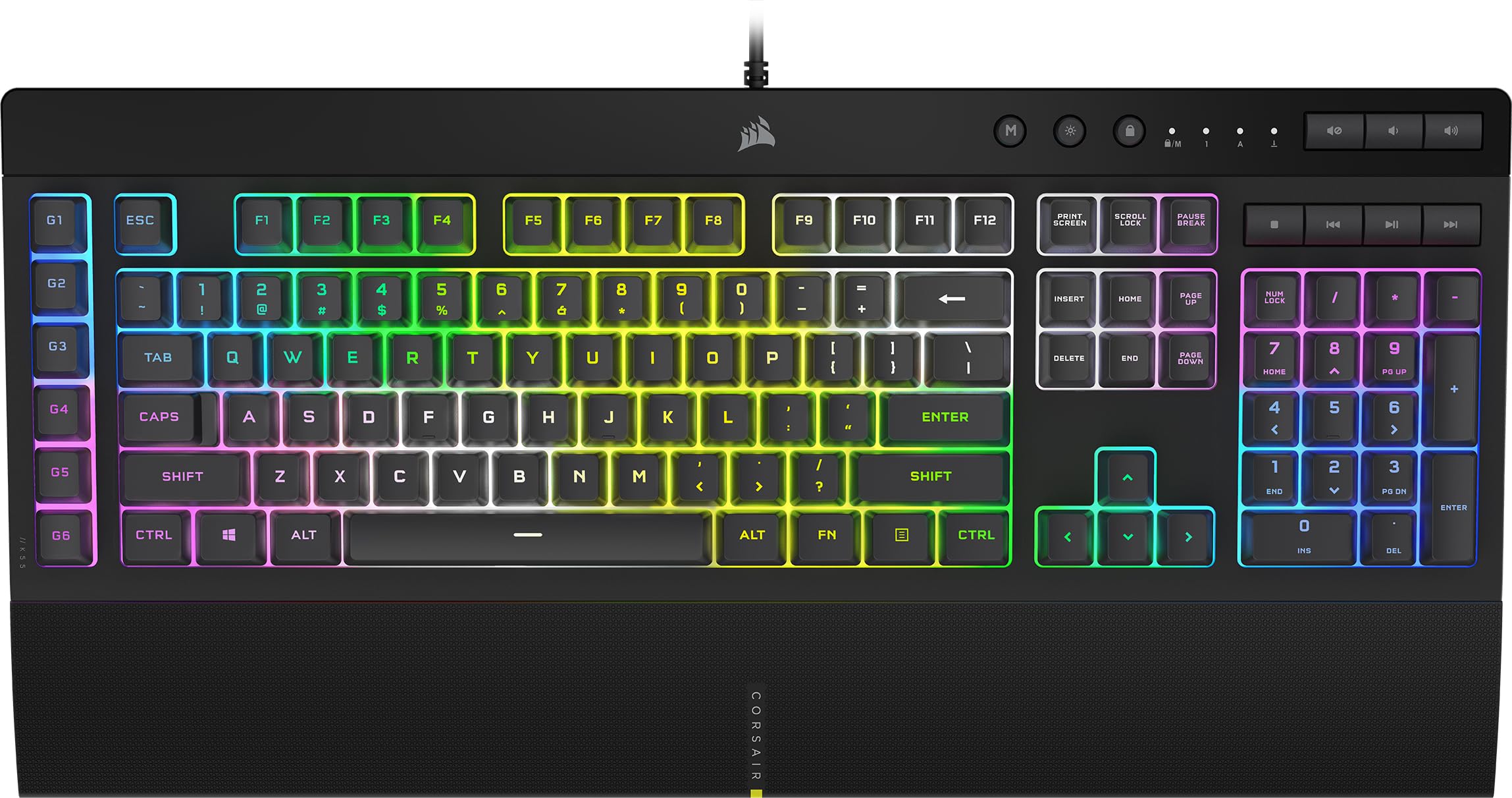 Teclado Corsair K55 Rgb Pro Xt Qwerty Con Diseño Estadounidense, Color Negro - Venta Internacional.