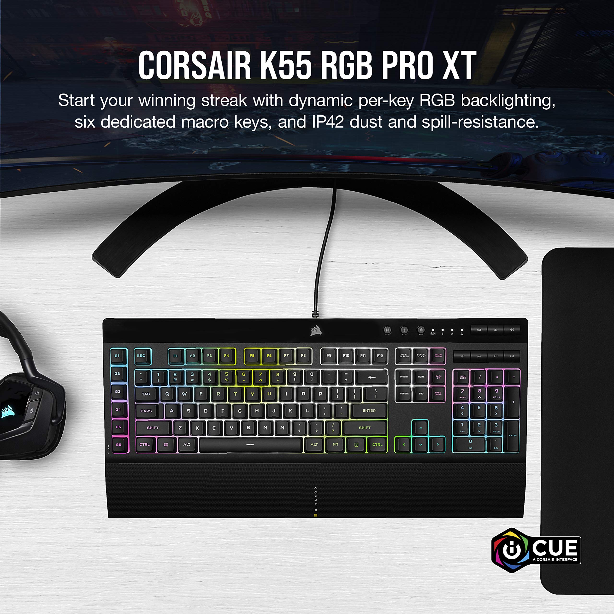 Foto 3 pulgar | Teclado Corsair K55 Rgb Pro Xt Qwerty Con Diseño Estadounidense, Color Negro - Venta Internacional.