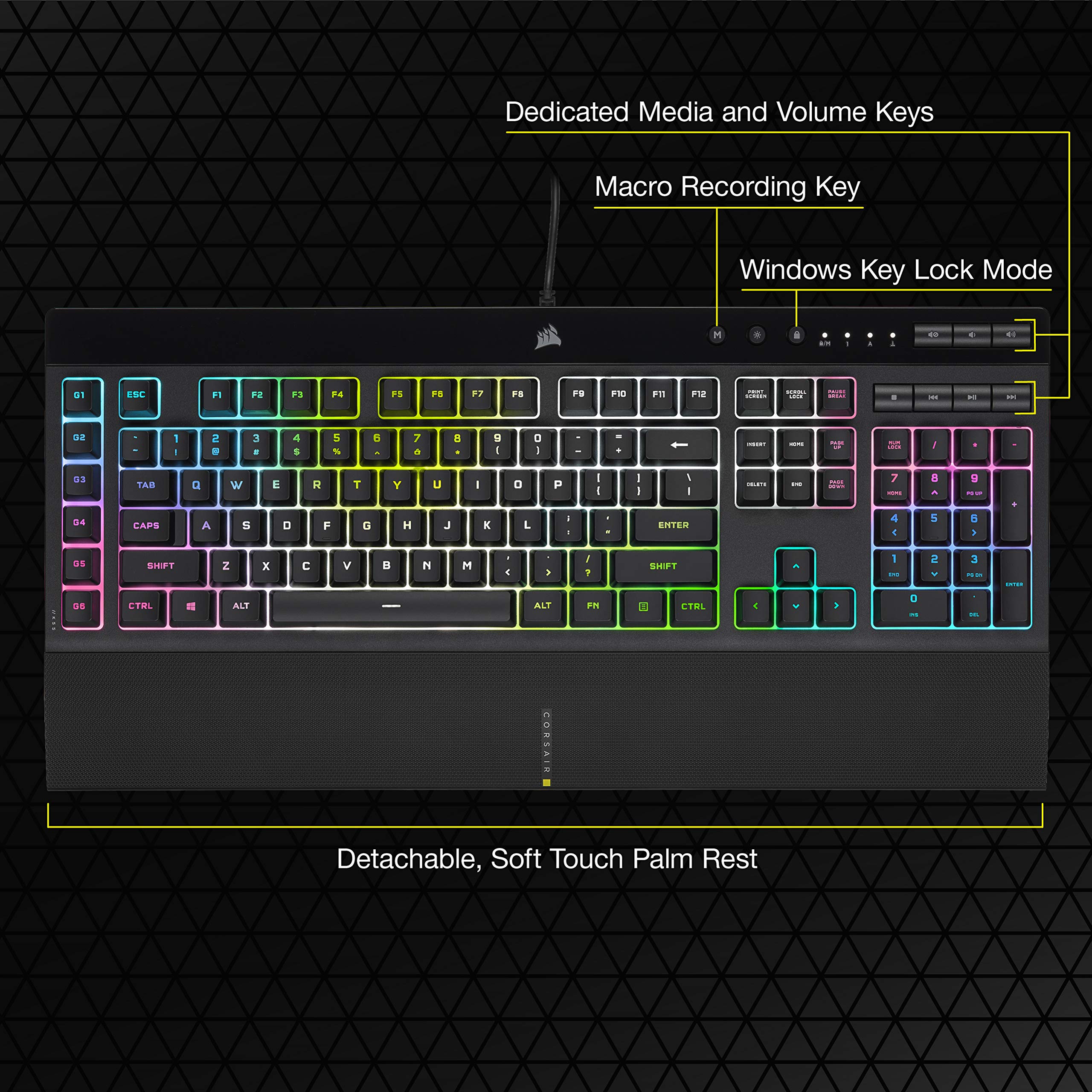 Foto 8 pulgar | Teclado Corsair K55 Rgb Pro Xt Qwerty Con Diseño Estadounidense, Color Negro - Venta Internacional.