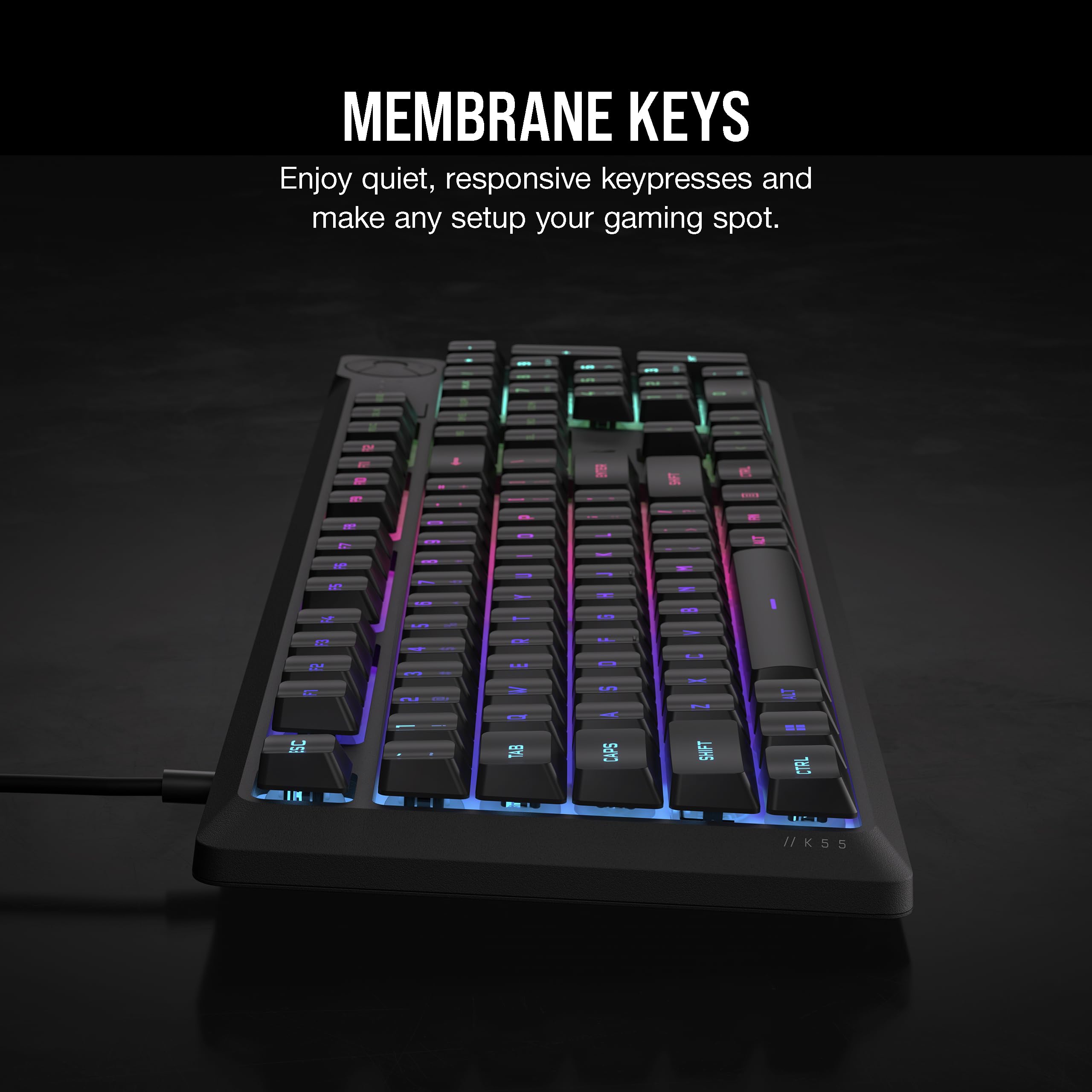 Foto 5 pulgar | Teclado Gaming Corsair K55 Core Rgb Membrana Cableado Gris - Venta Internacional.