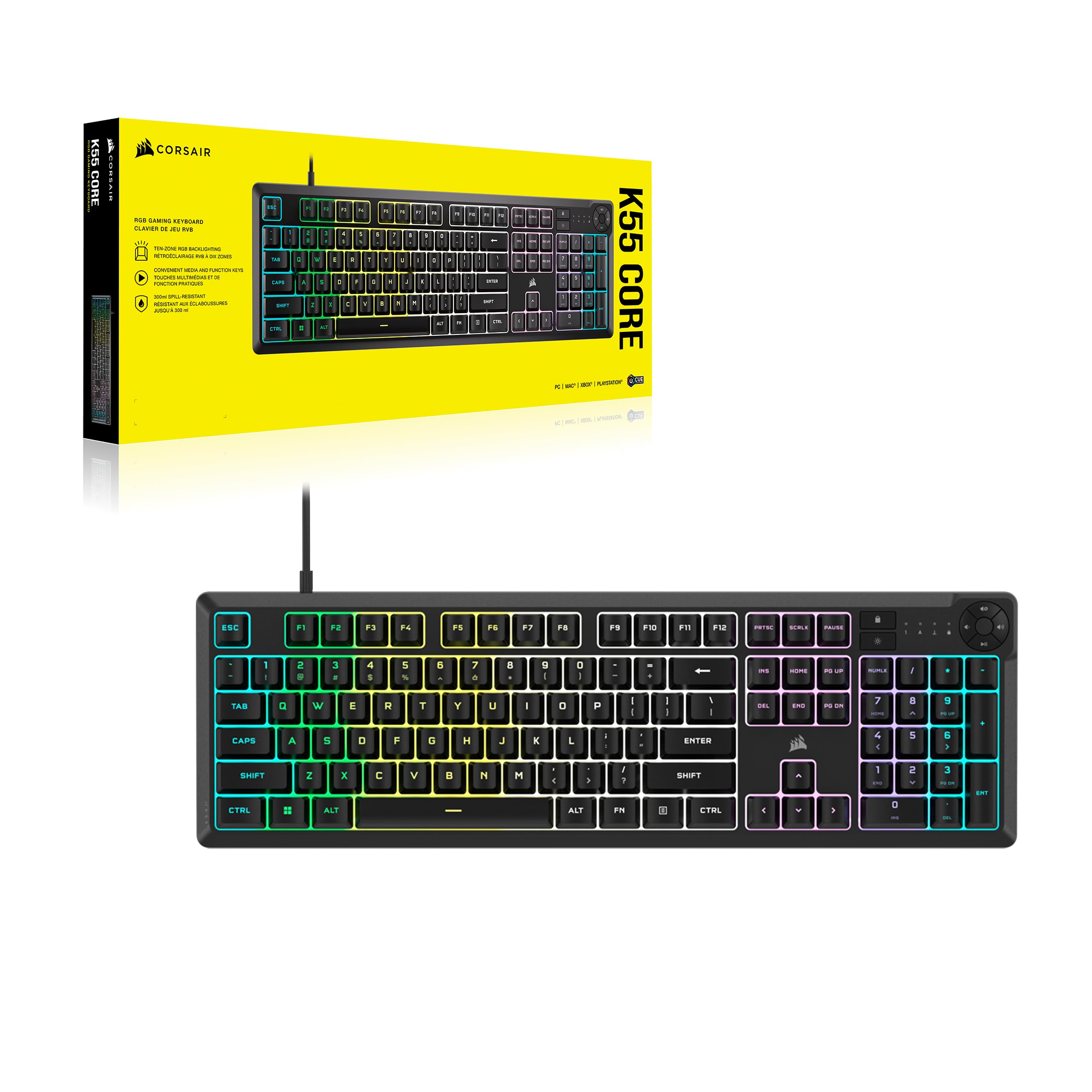 Foto 8 pulgar | Teclado Gaming Corsair K55 Core Rgb Membrana Cableado Gris - Venta Internacional.