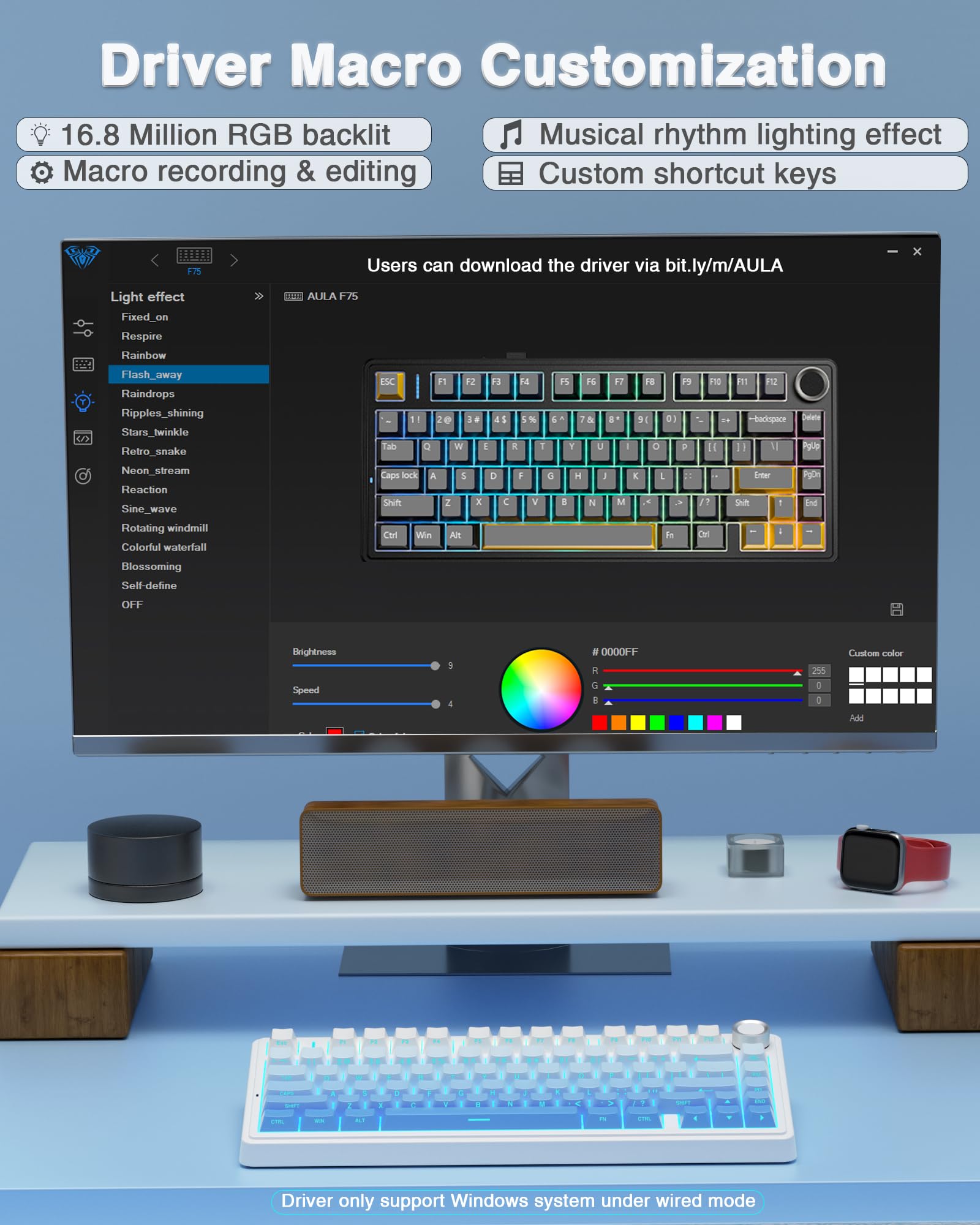 Foto 8 pulgar | Teclado Mecánico Inalámbrico Aula F75 Pro 75% Gasket Blue - Venta Internacional.