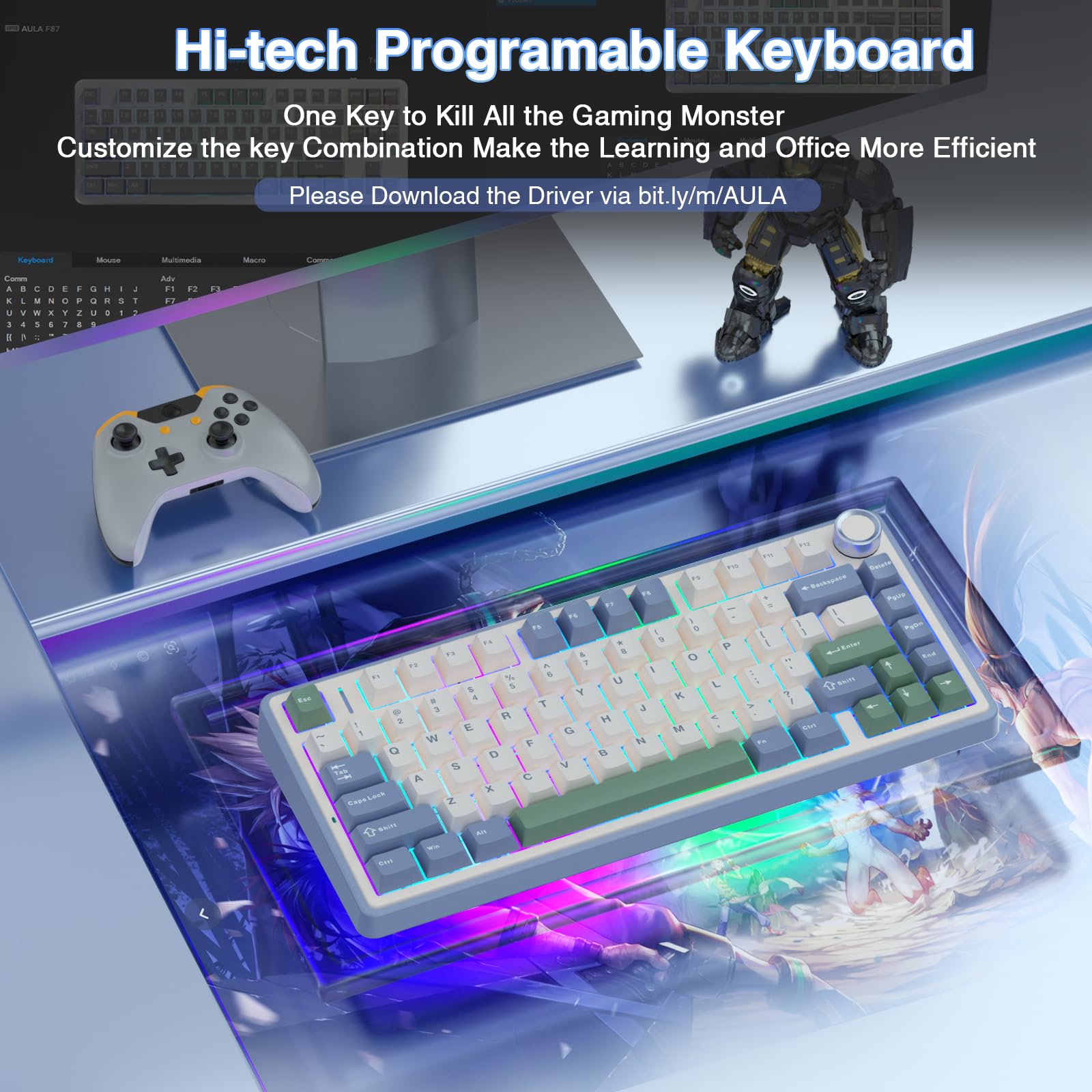 Foto 7 pulgar | Teclado Mecánico Inalámbrico Aula F75 75% Con Retroiluminación Rgb - Venta Internacional.