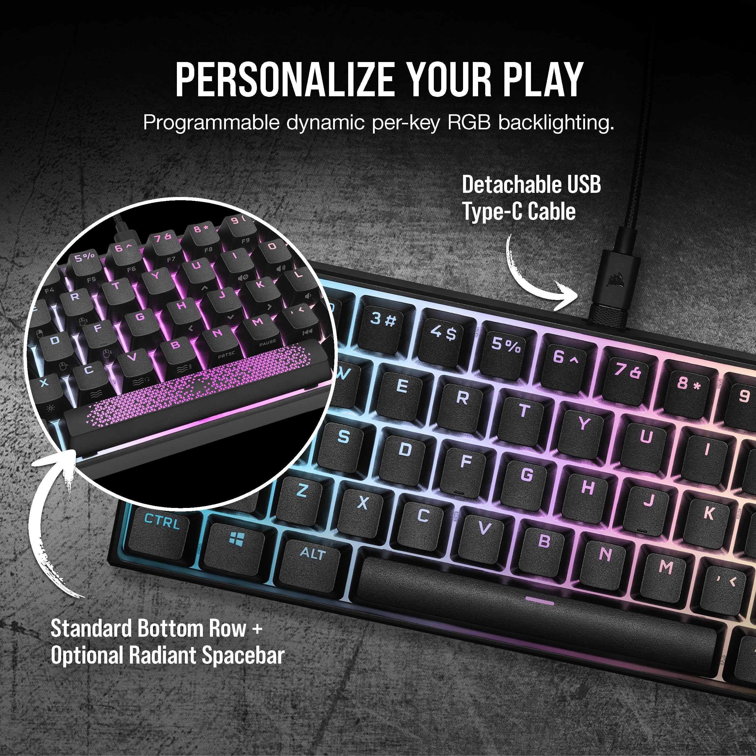 Foto 6 | Teclado Mecánico Para Juegos Corsair K65 Rgb Mini 60% Negro - Venta Internacional.