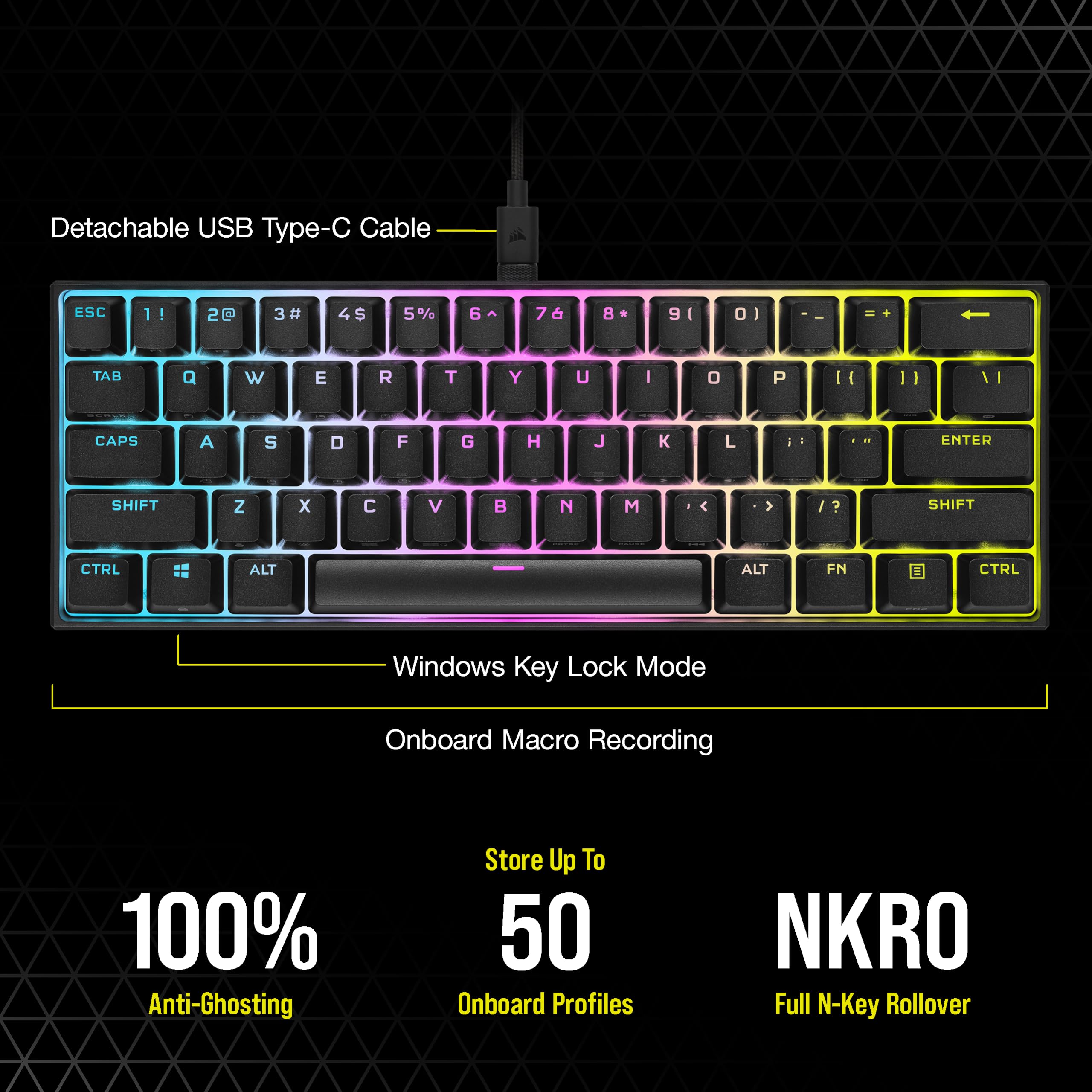 Foto 8 pulgar | Teclado Mecánico Para Juegos Corsair K65 Rgb Mini 60% Negro - Venta Internacional.