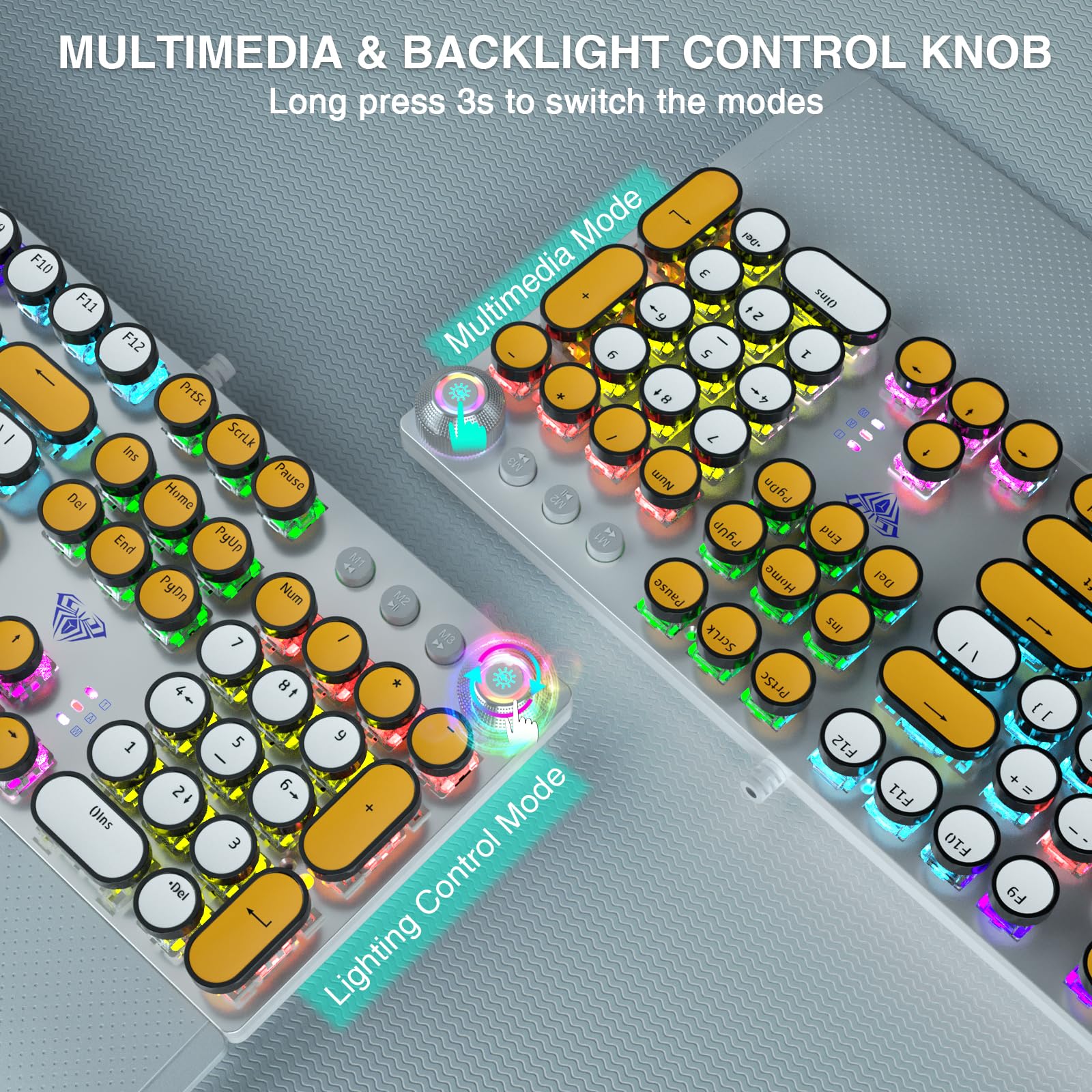 Foto 4 pulgar | Teclado Mecánico Aula F2088 Estilo Máquina De Escribir Con Retroiluminación - Venta Internacional.