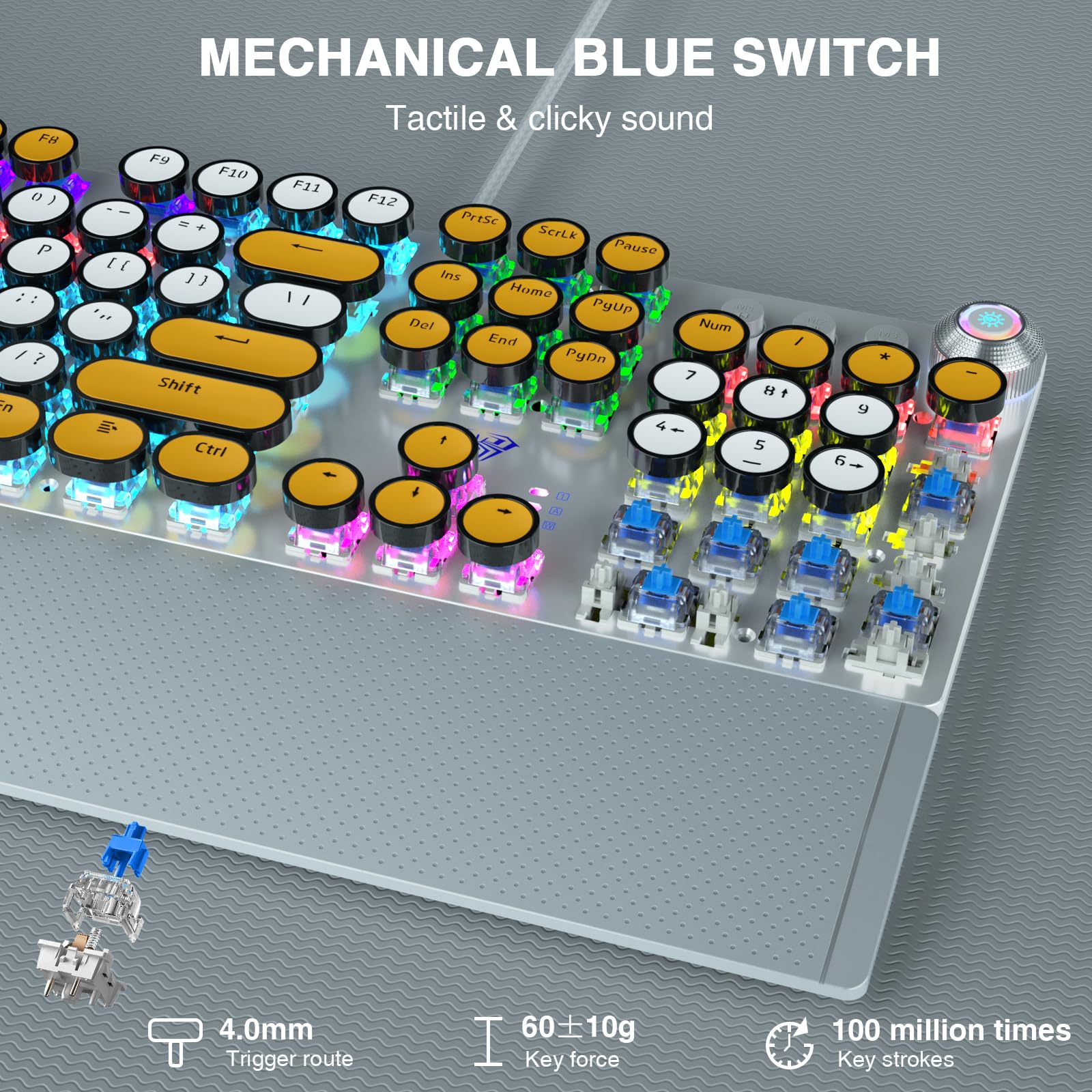 Foto 5 pulgar | Teclado Mecánico Aula F2088 Estilo Máquina De Escribir Con Retroiluminación - Venta Internacional.