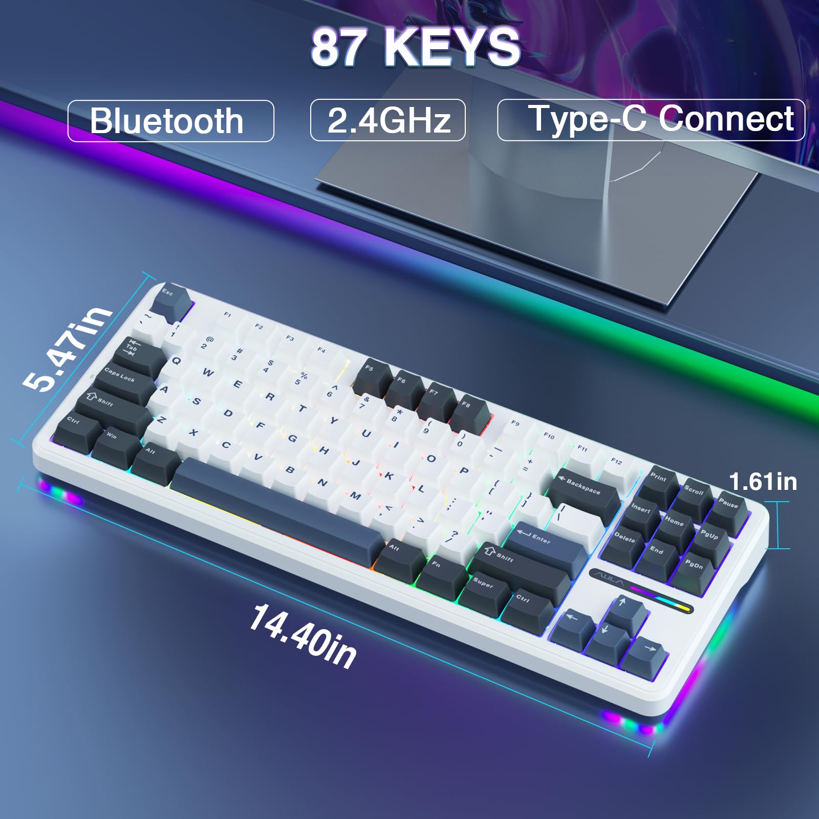 Foto 3 pulgar | Teclado Mecánico Inalámbrico Aula F87 75% Tkl Gasket Custom - Venta Internacional.