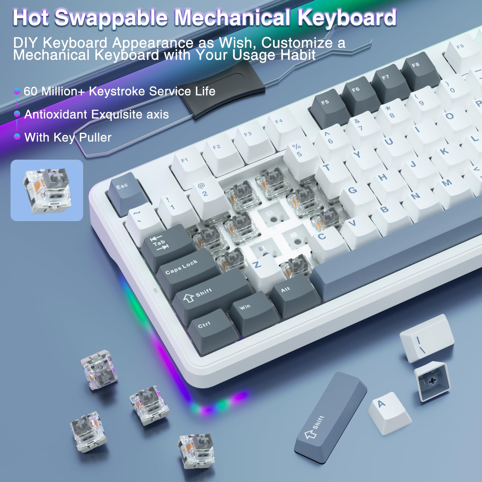 Foto 5 | Teclado Mecánico Inalámbrico Aula F87 75% Tkl Gasket Custom - Venta Internacional.