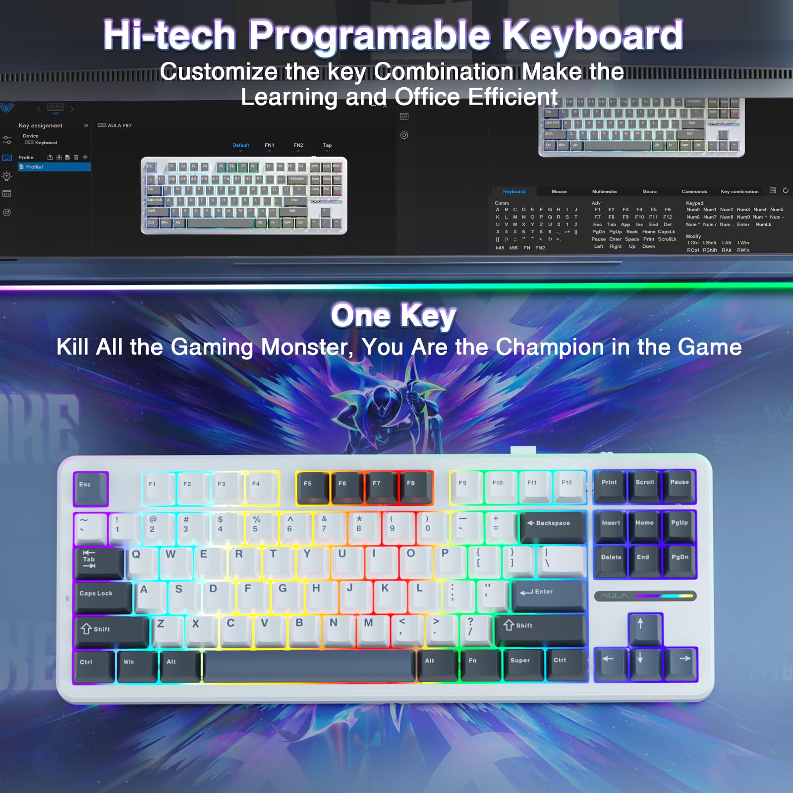 Foto 6 | Teclado Mecánico Inalámbrico Aula F87 75% Tkl Gasket Custom - Venta Internacional.