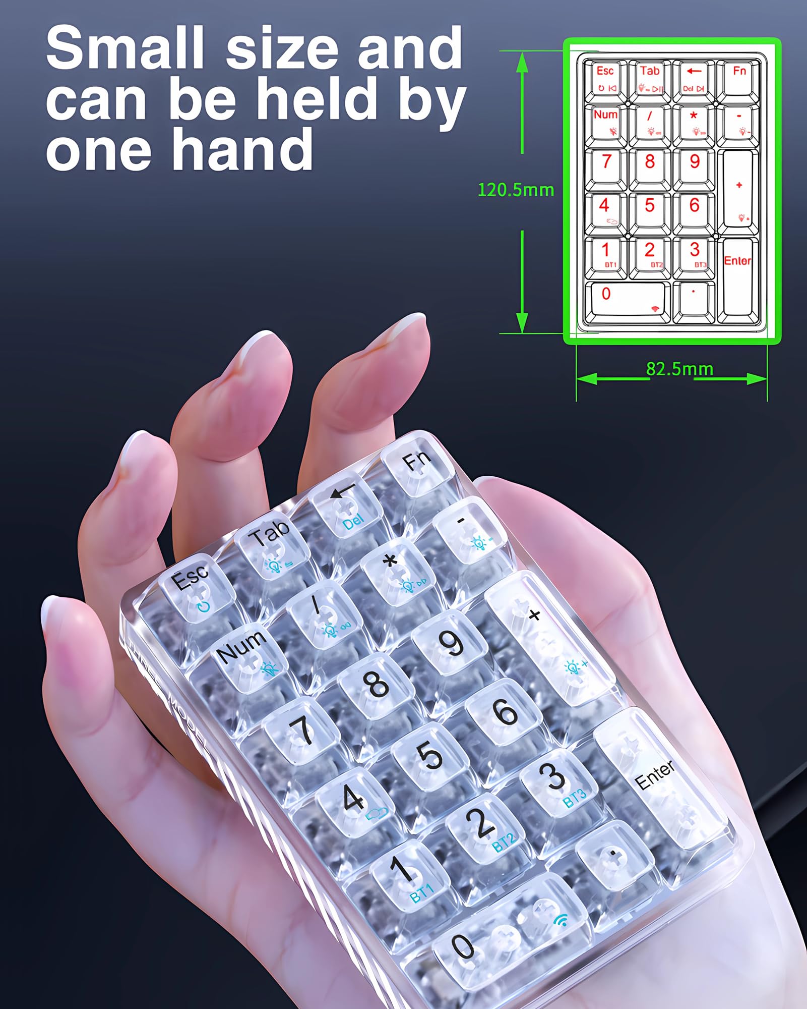 Foto 8 pulgar | Teclado Numérico Aula De 21 Teclas, Trimodo, Inalámbrico, Mecánico, Blanco - Venta Internacional.