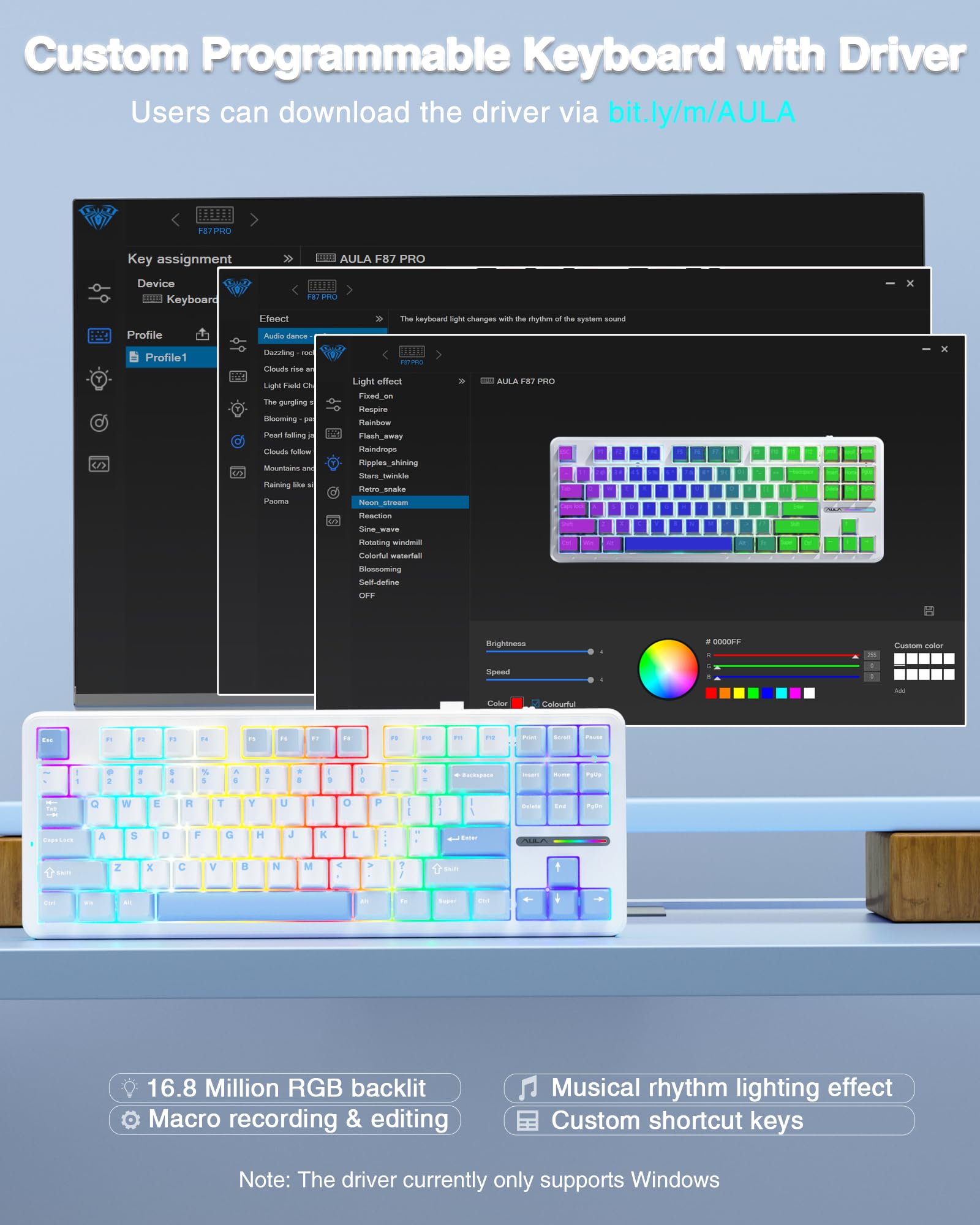 Foto 8 pulgar | Teclado Mecánico Inalámbrico Aula F87 75% Tkl Rgb Retroiluminado - Venta Internacional.